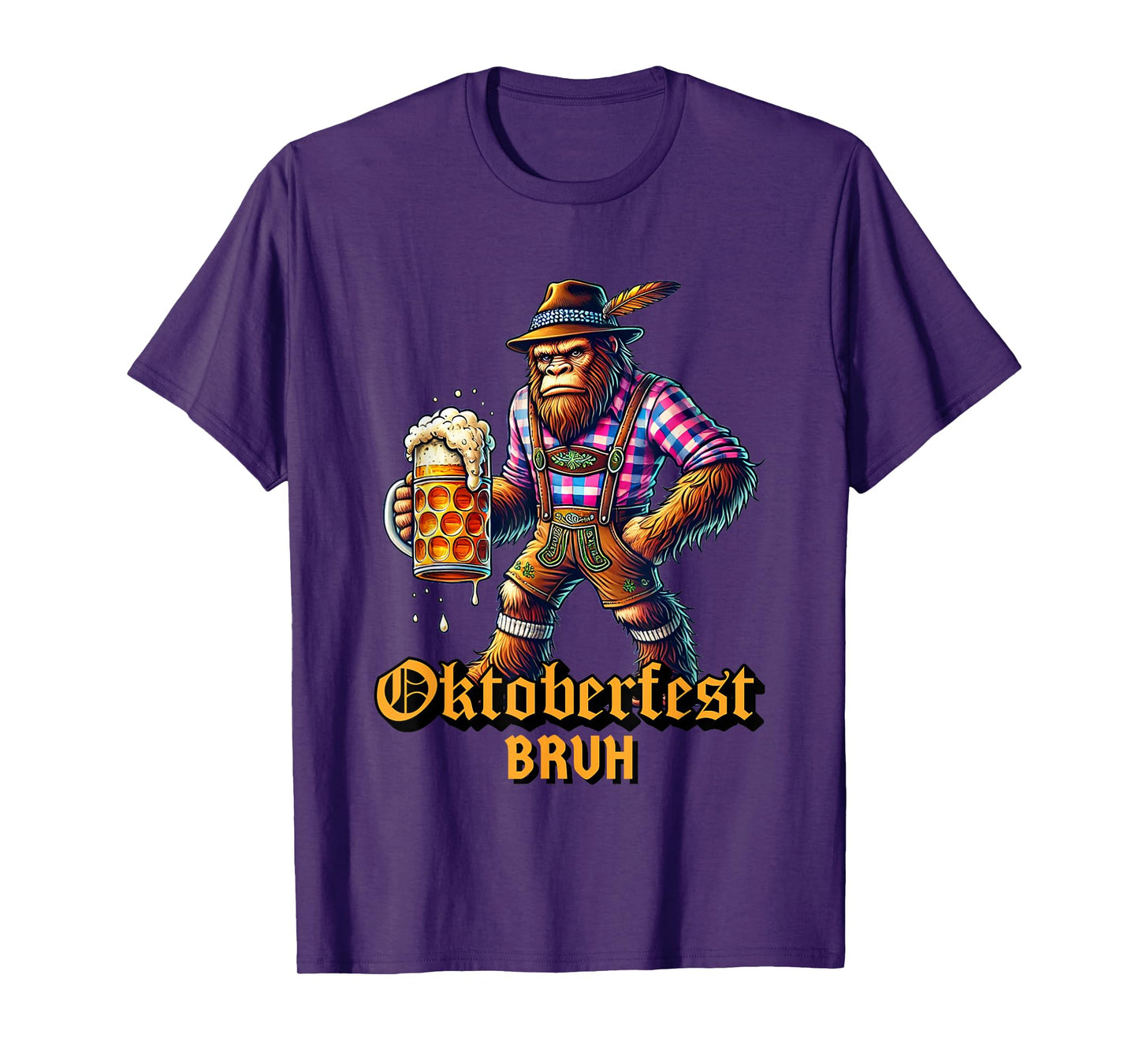 German Bigfoot Sasquatch Lederhose Funny Oktoberfest 2025 T-Shirt