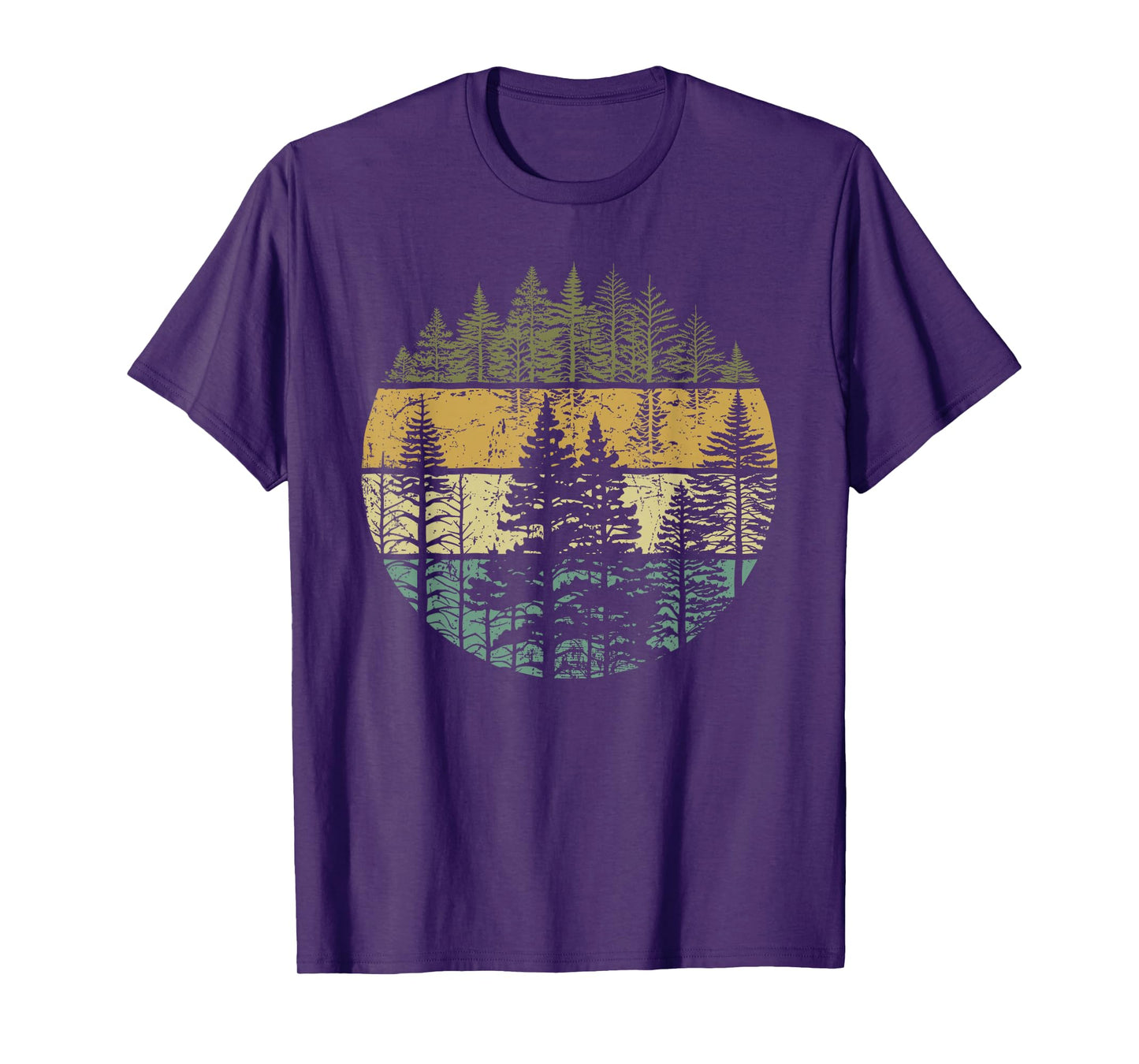 Retro Forest Trees Outdoors Nature Women Men Vintage Graphic T-Shirt