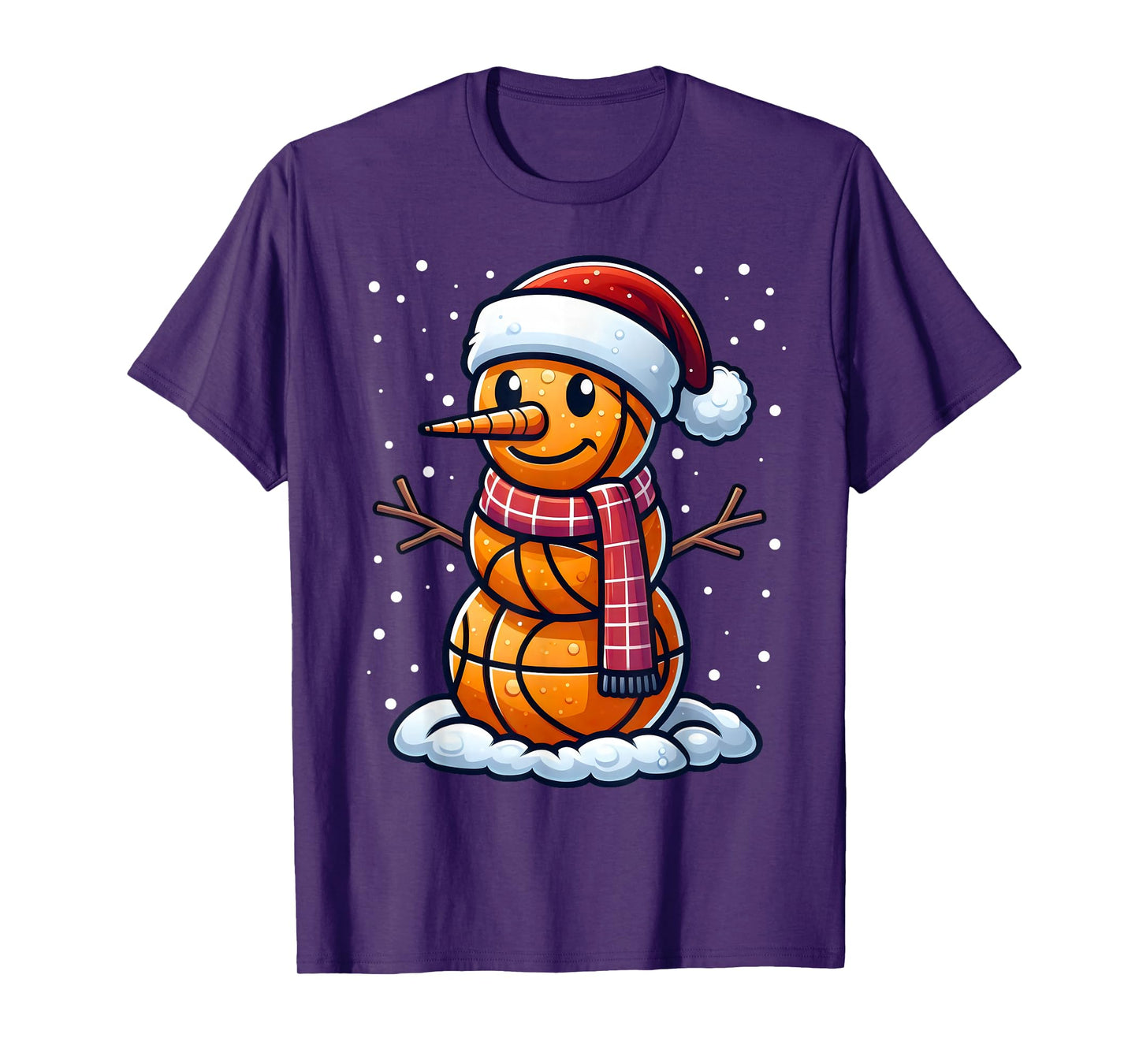 Funny Christmas Basketball Snowman Santa Basketball Boys Men T-Shirt