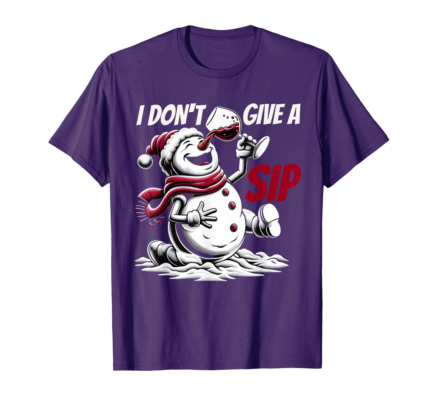 Christmas I Don't Give A Sip Funny Winter Xmas Snowman Wine T-Shirt