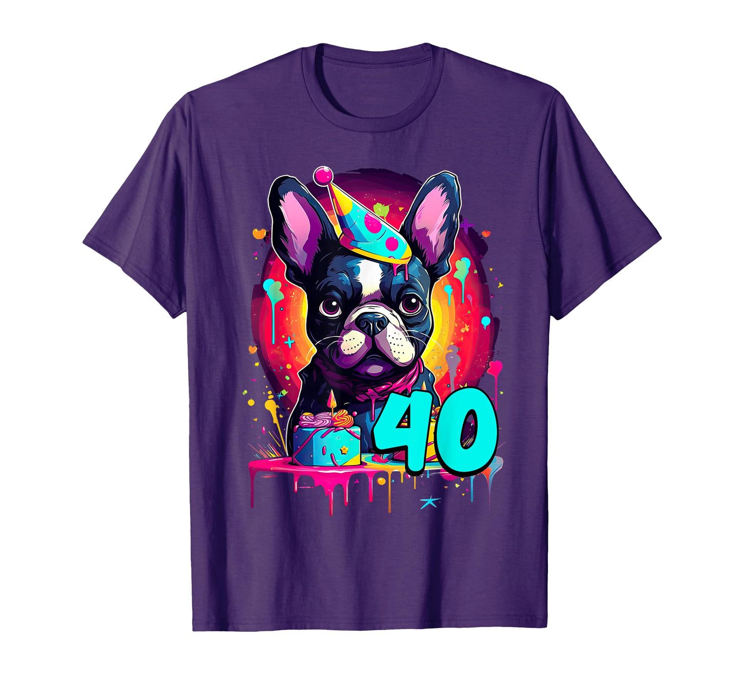 French Bulldog Dog 40th Birthday Themed Party 40 Years Old T-Shirt