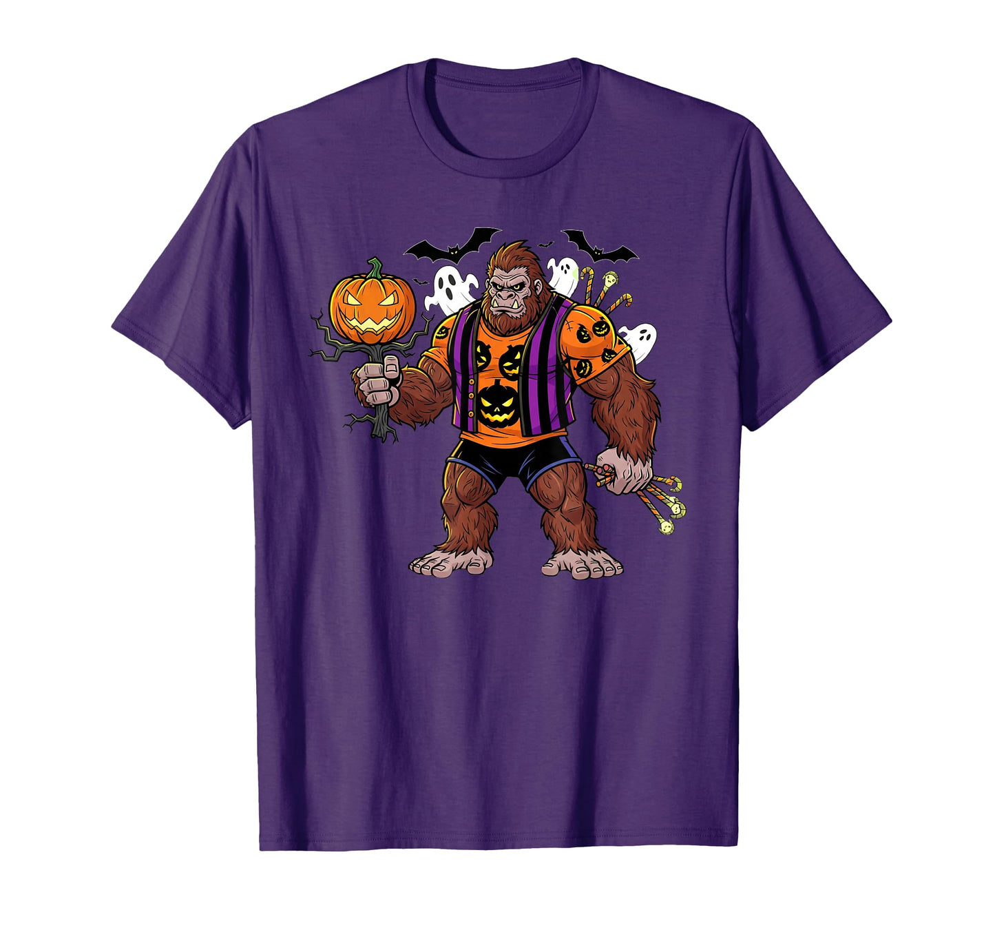 Bigfoot Halloween Sasquatch Pumpkin Ghost Costume Men T-Shirt