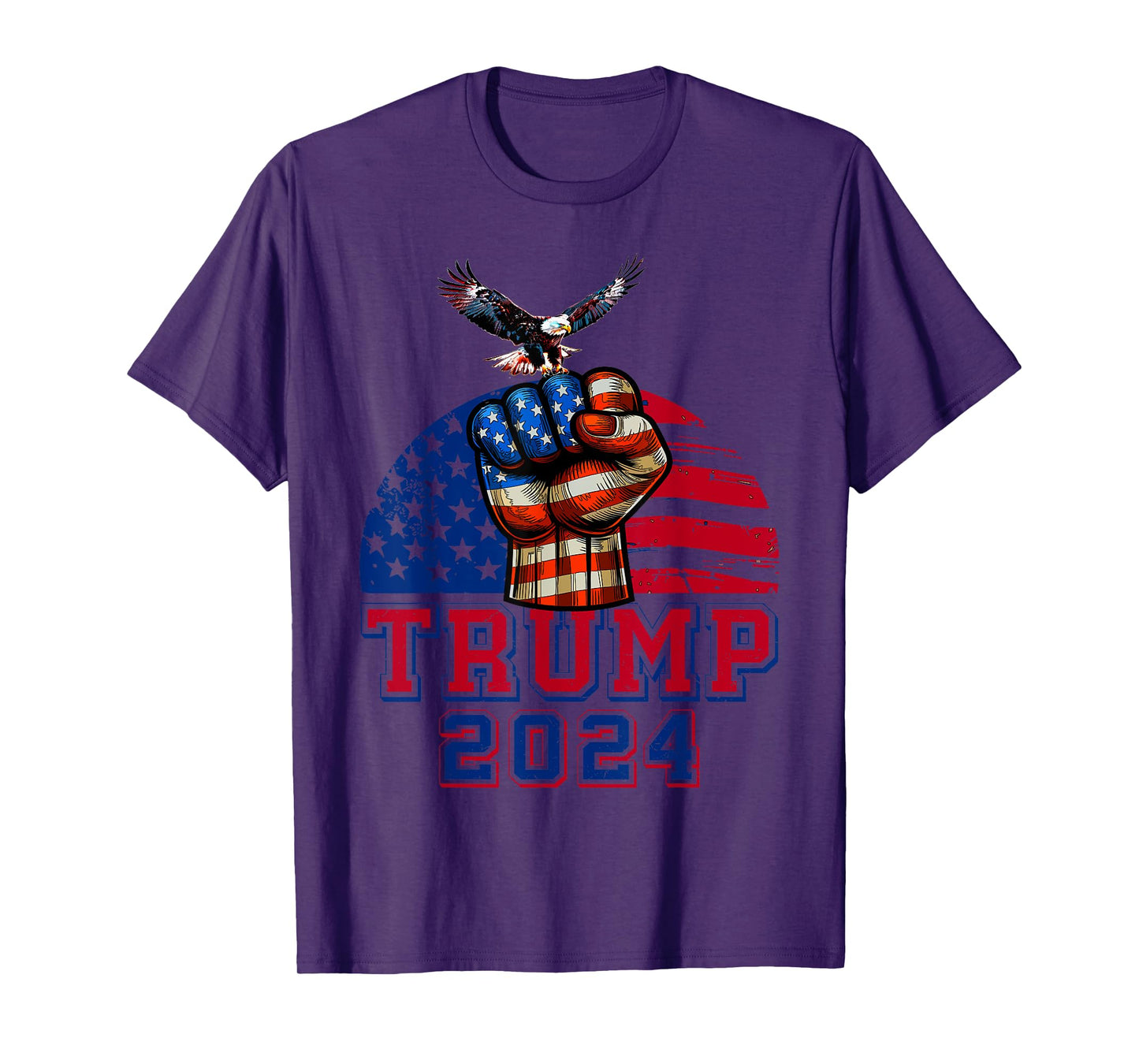 Trump 2024 Red White Blue Patriotic American Flag Eagle T-Shirt