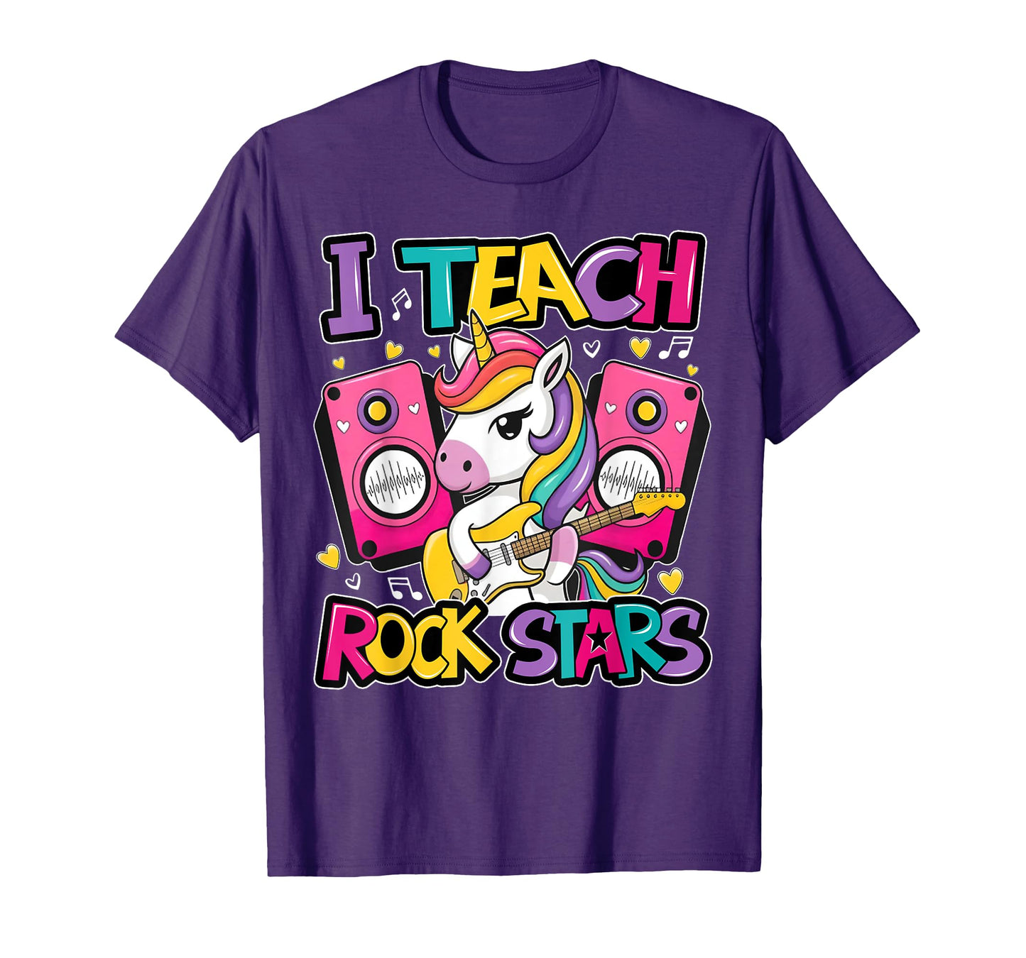 Unicorn Teacher I Teach Rock Stars Guitar Rockin Girls Women T-Shirt