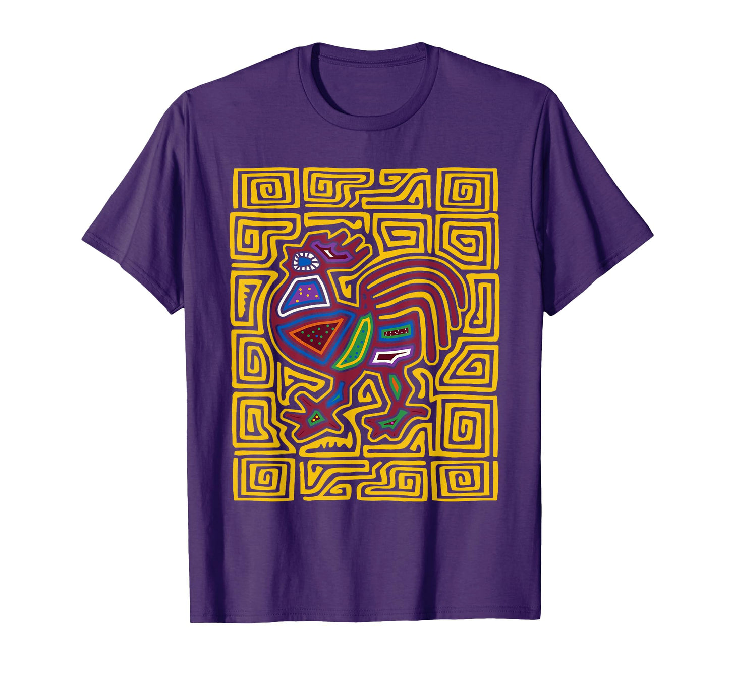Rooster Mola Art by Panama Kuna Tribe Chicken T-Shirt