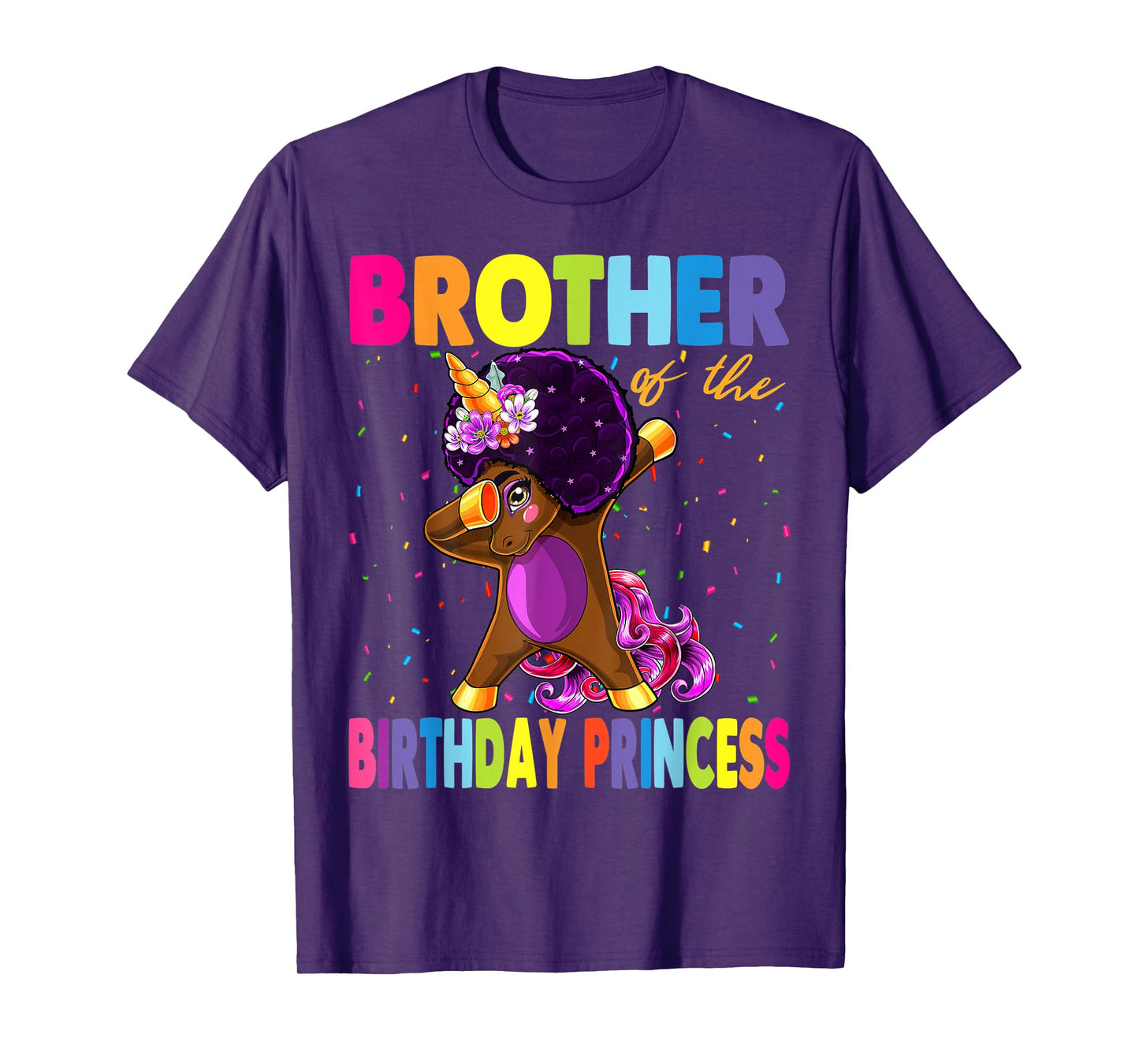 Dabbing Unicorn Afro Brother of the Birthday Princess T-Shirt