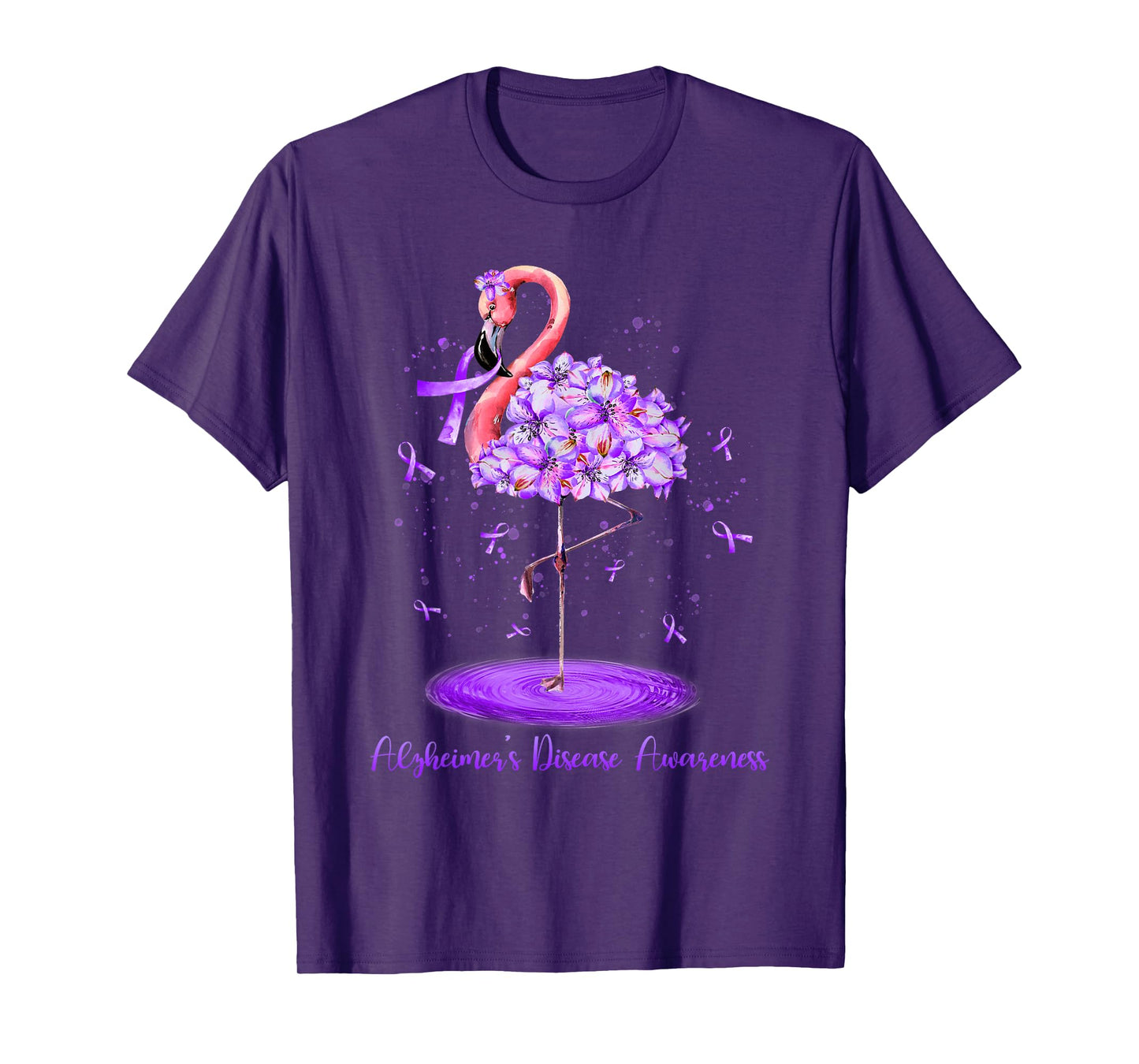 Purple Flamingo Alzheimers Disease Awareness Month November T-Shirt
