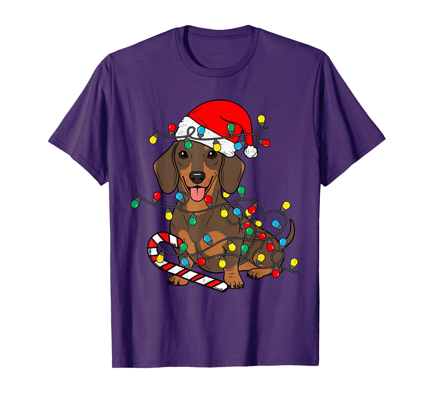 Dachshund Dog Christmas Lights Santa Xmas Pet Dog Lover T-Shirt
