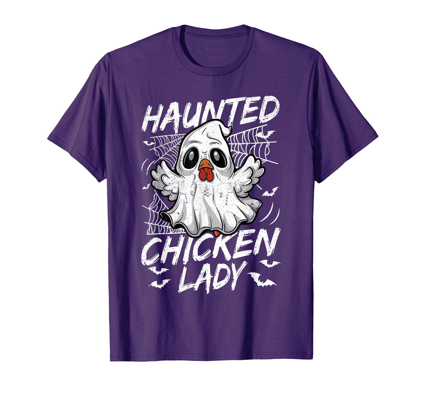 Halloween Chicken Ghost Haunted Chicken Lady Women T-Shirt