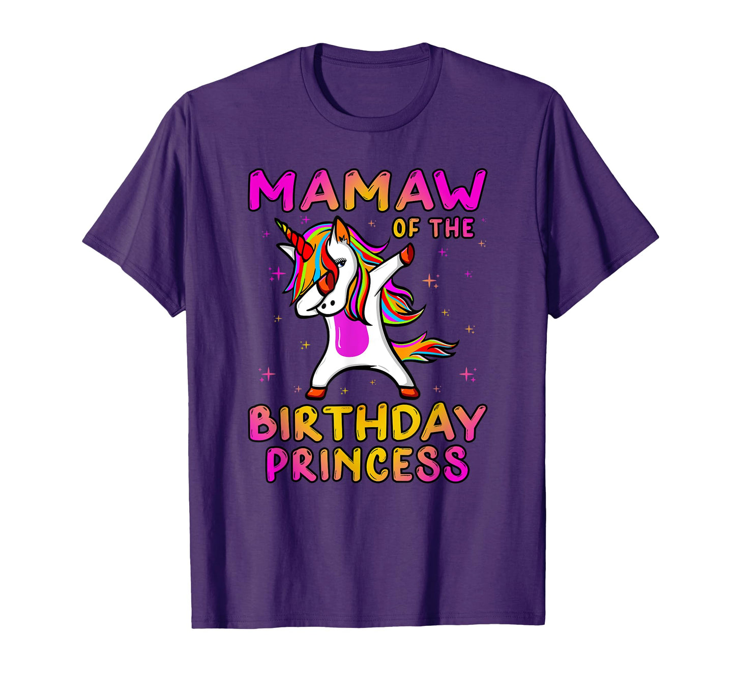 Mamaw Of The Birthday Princess Girl Grandma Dabbing Unicorn T-Shirt