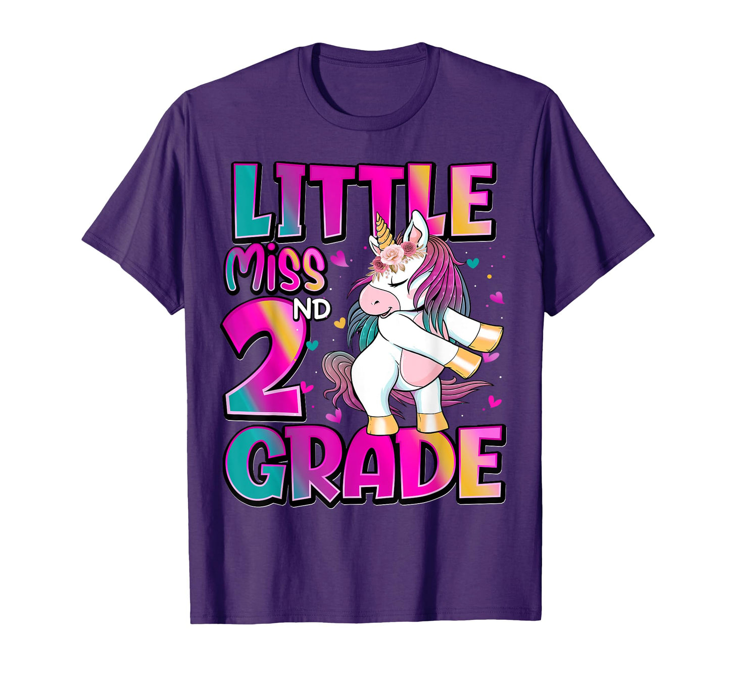 Little Miss 2nd Grade Unicorn Back To School 2nd Grade Girls T-Shirt
