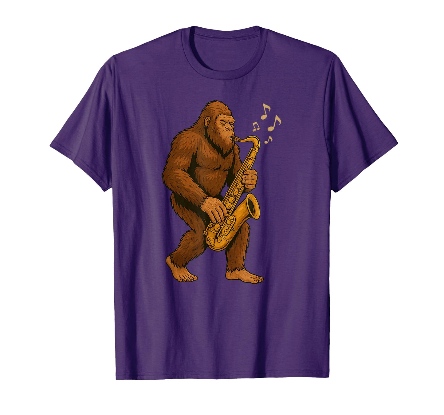 Bigfoot Playing Saxophone, Funny Sasquatch Cryptid Music T-Shirt