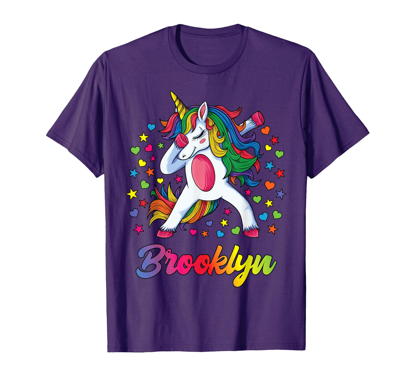 Brooklyn Dabbing Unicorn Rainbow Personalized Name Custom T-Shirt