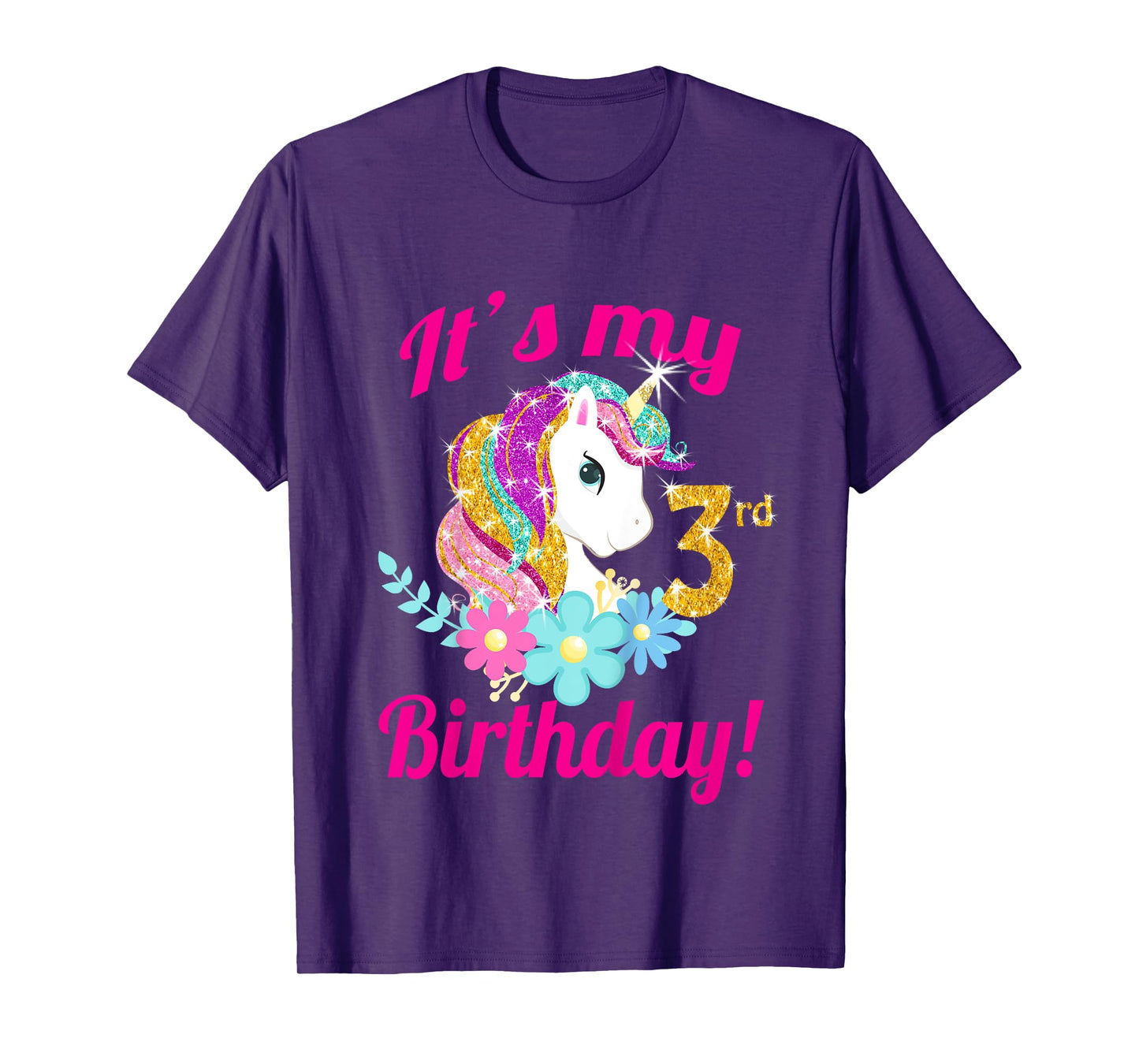 Its my 3rd birthday Unicorn Themed Party toddler girl outfit T-Shirt