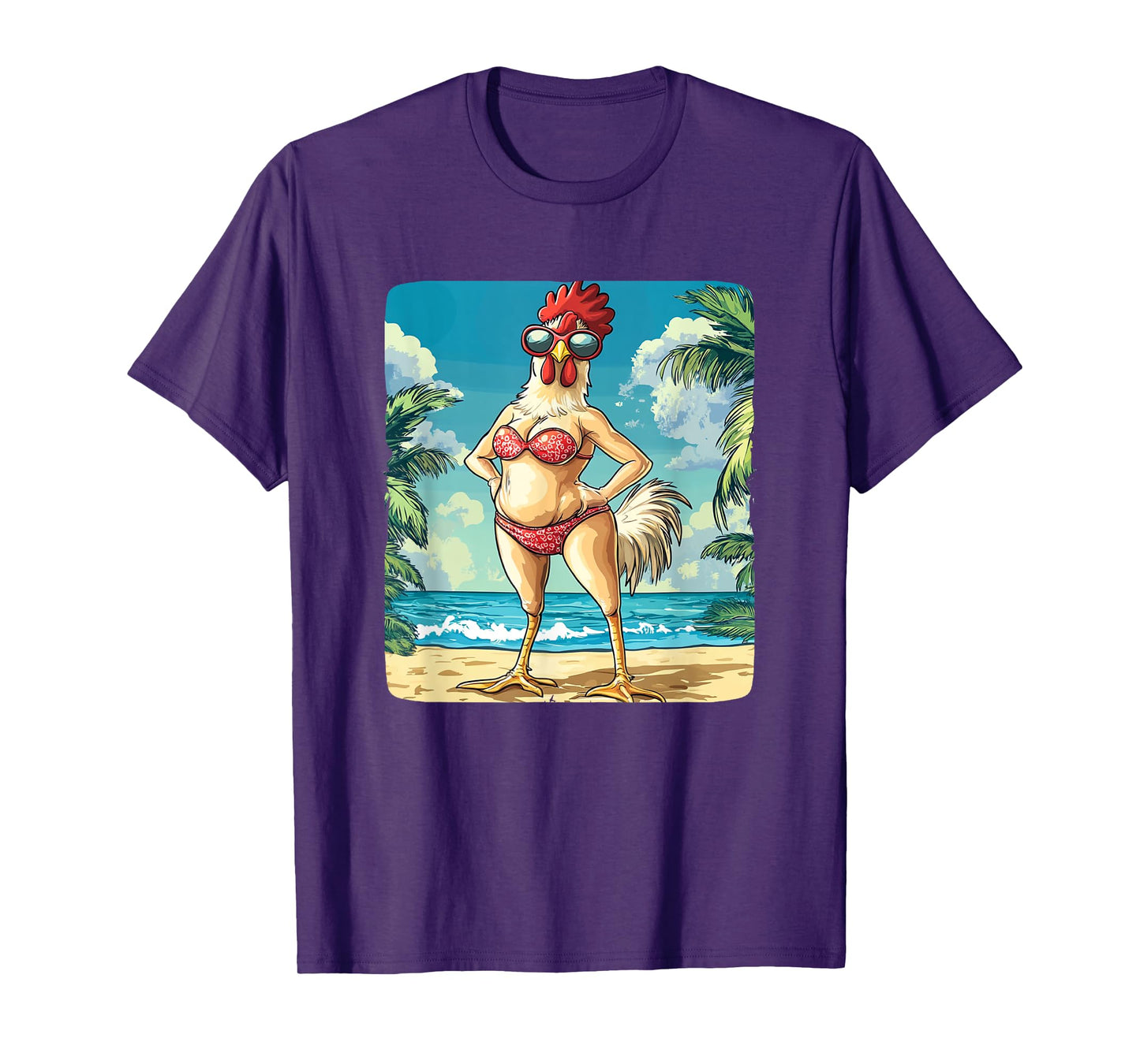 Funny Chicken Woman Costume in Bikini for Beach Lovers T-Shirt