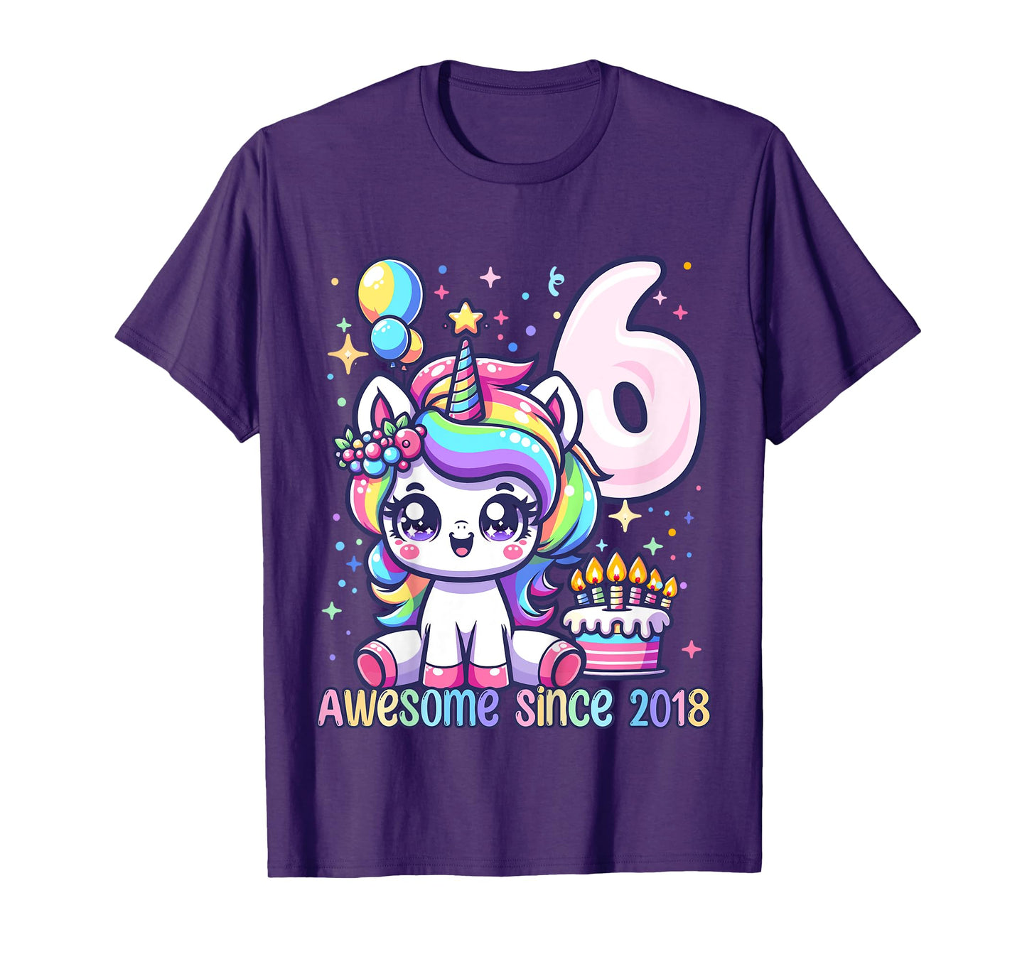 Kids Unicorn 6th Birthday 6 Year Old Unicorn Party Girls Outfit T-Shirt