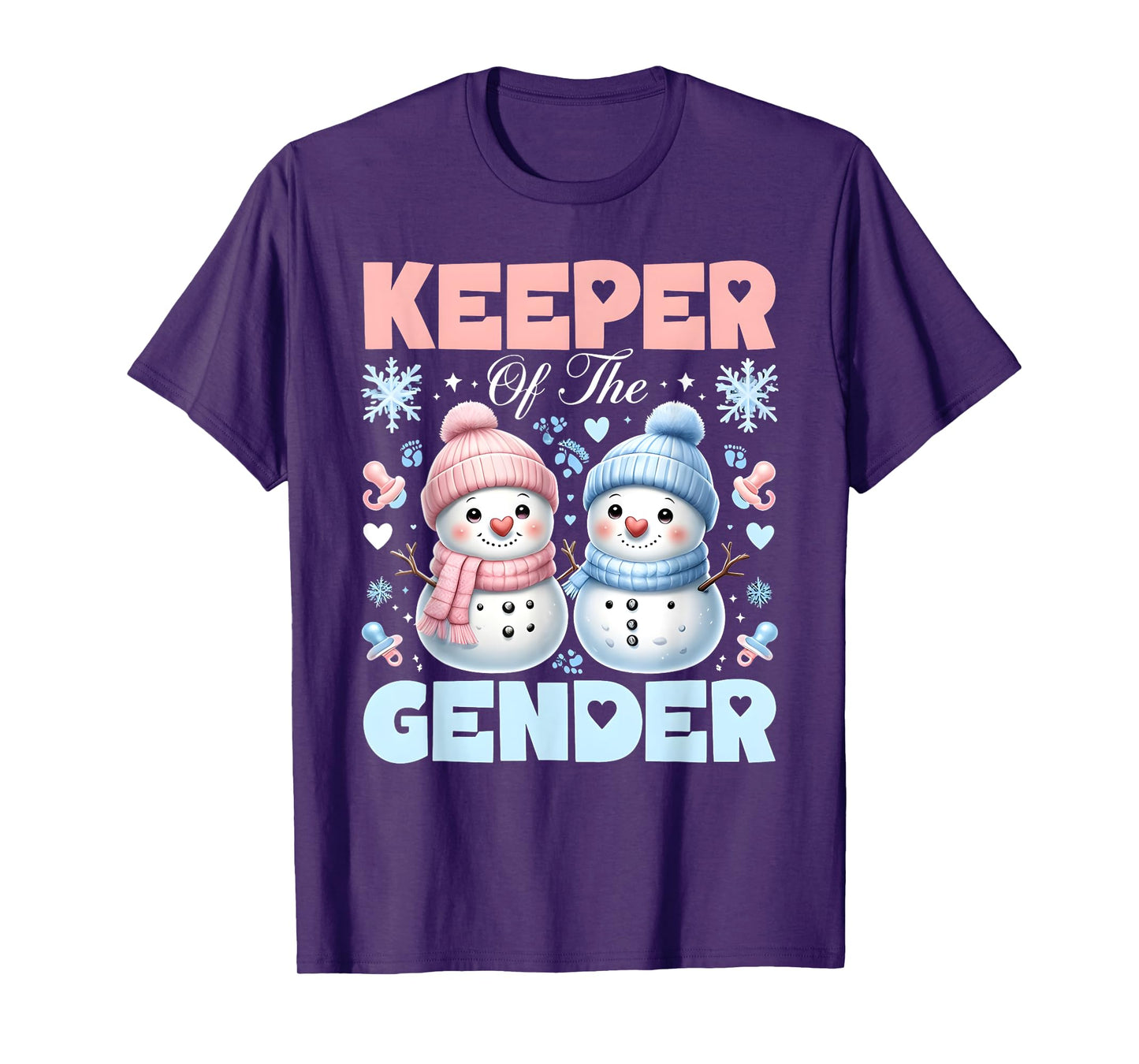 Keeper Of The Gender Reveal Baby Shower Snowman Christmas T-Shirt