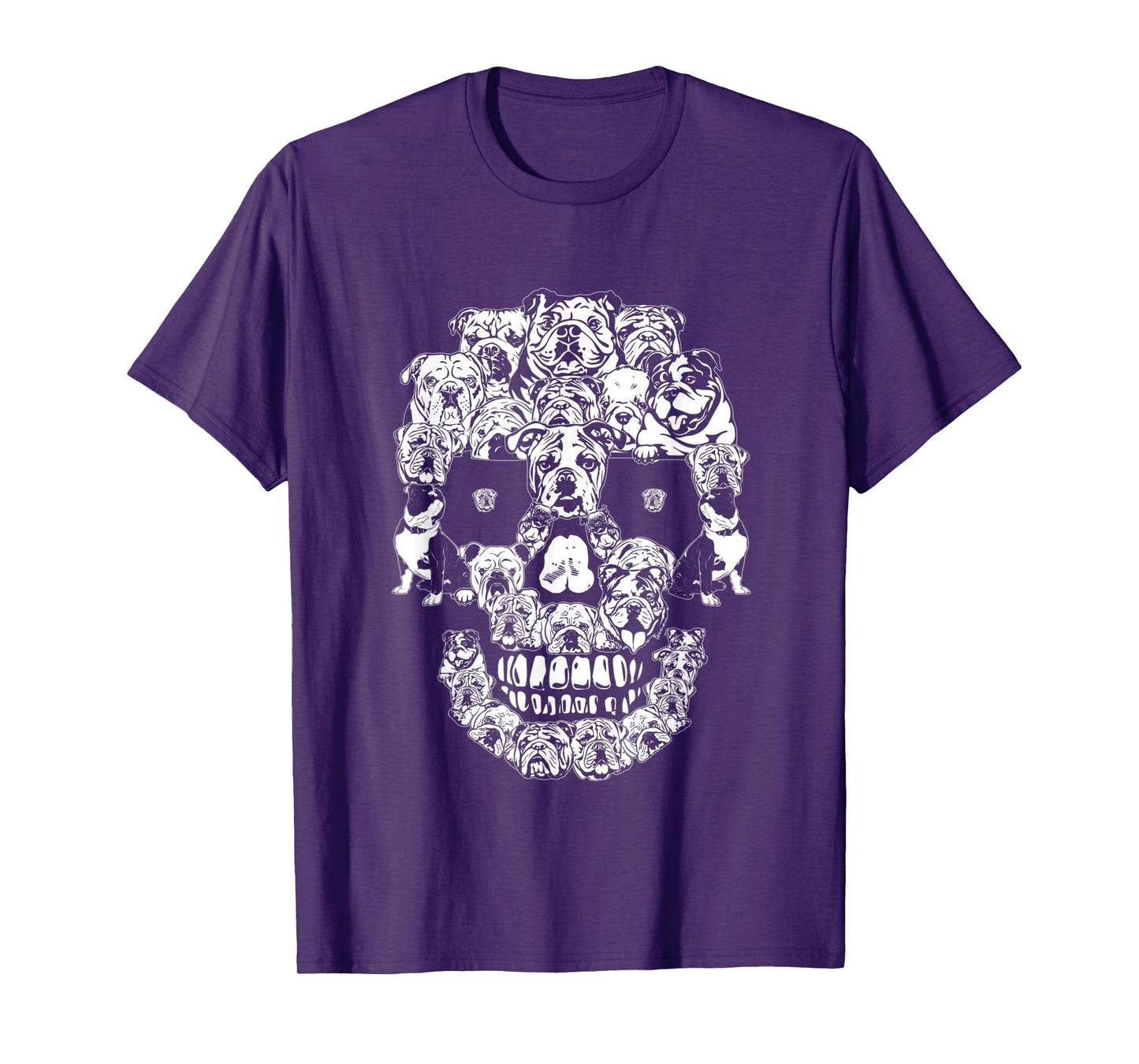 Funny English Bulldog Skull Dog Skeleton Halloween T-Shirt for Men Women Kids