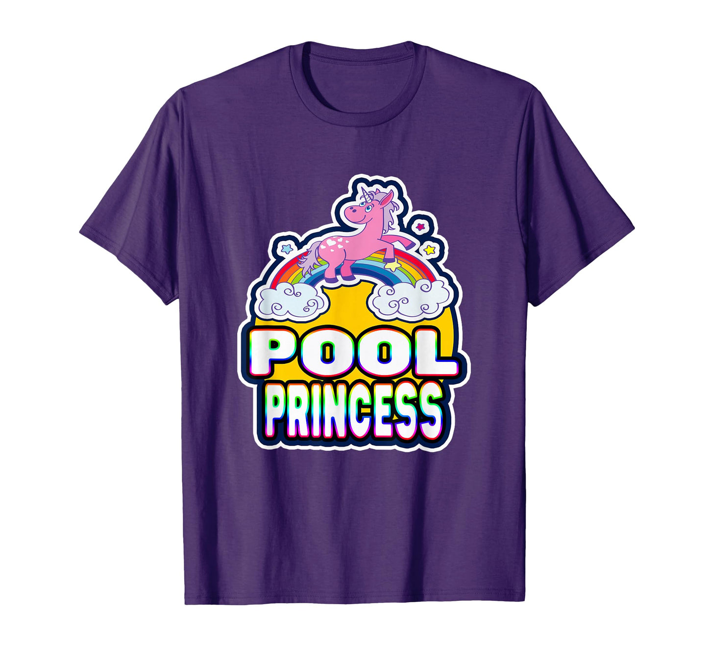 Pool Princess Retro Cute Rainbow Unicorn Swim Party T-Shirt T-Shirt