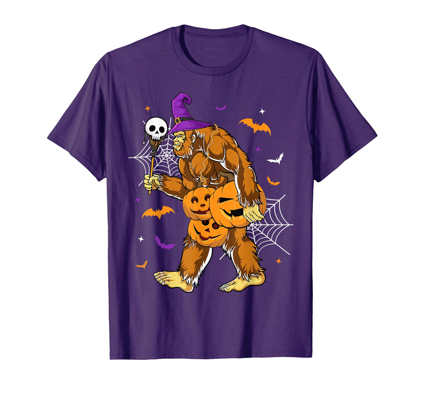 Spooky Bigfoot Halloween Pumpkin Funny Halloween Sasquatch T-Shirt