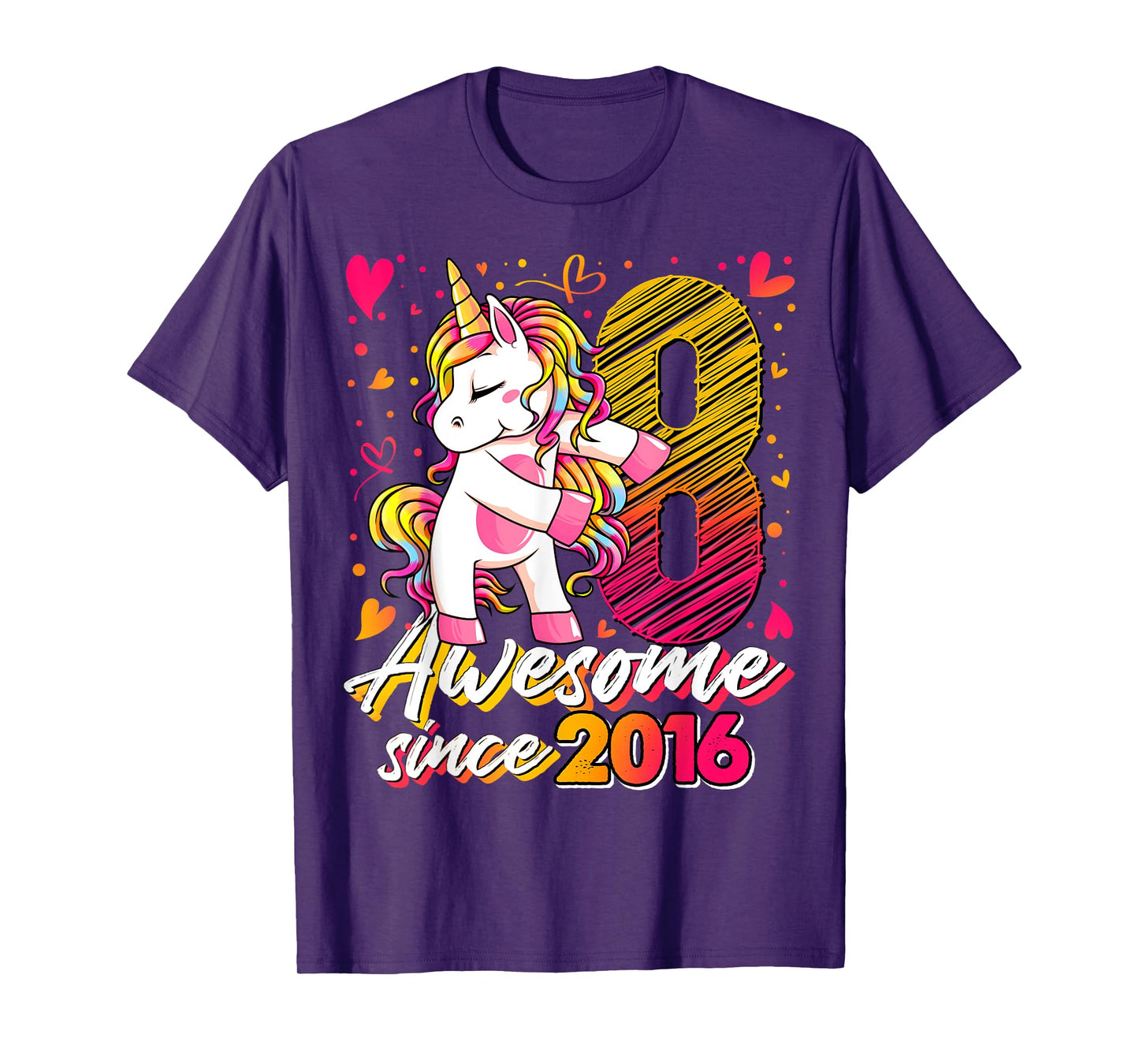 8 Years Old Flossing Unicorn Gifts 8th Birthday Girl Party T-Shirt
