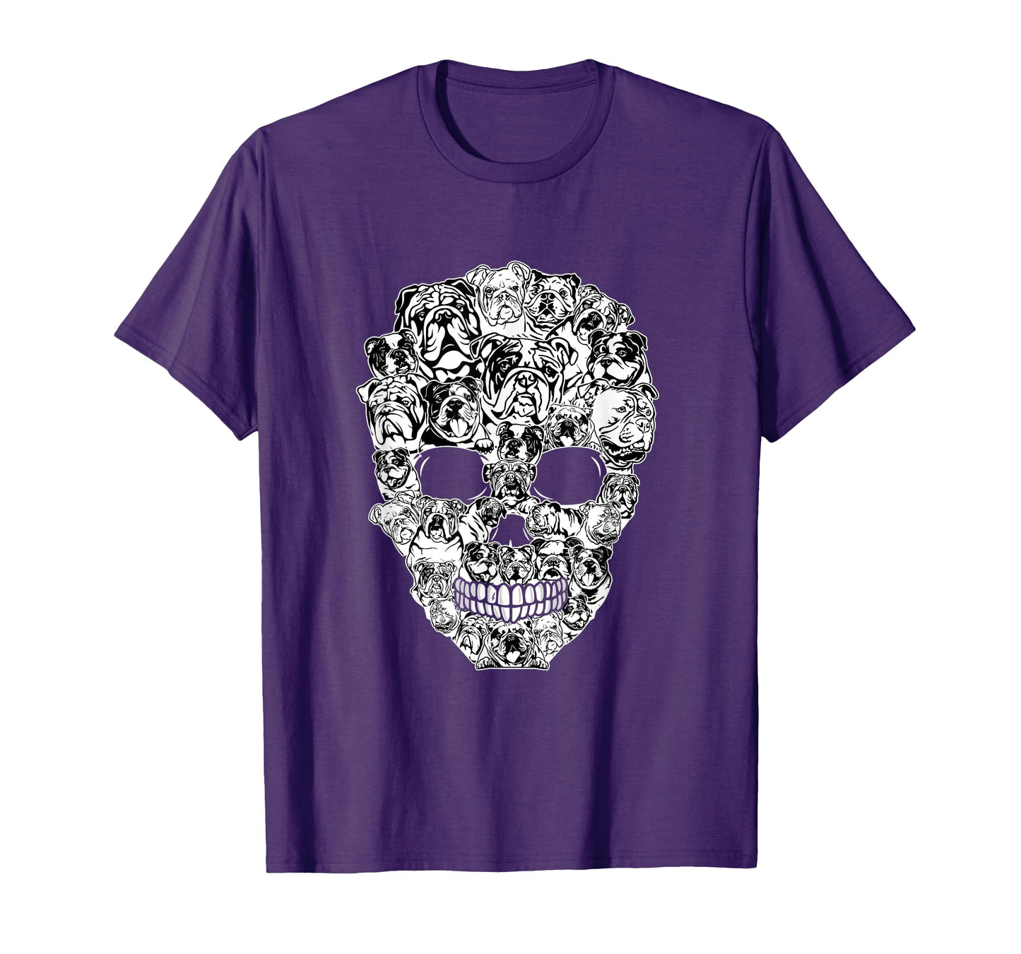 Funny English Bulldog Skull Dog Skeleton Halloween Men Women Kids T-Shirt