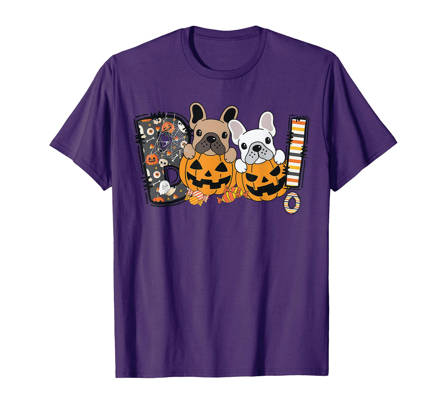 Boo French Bulldog Pumpkin Candy Dog Puppy Halloween Costume T-Shirt