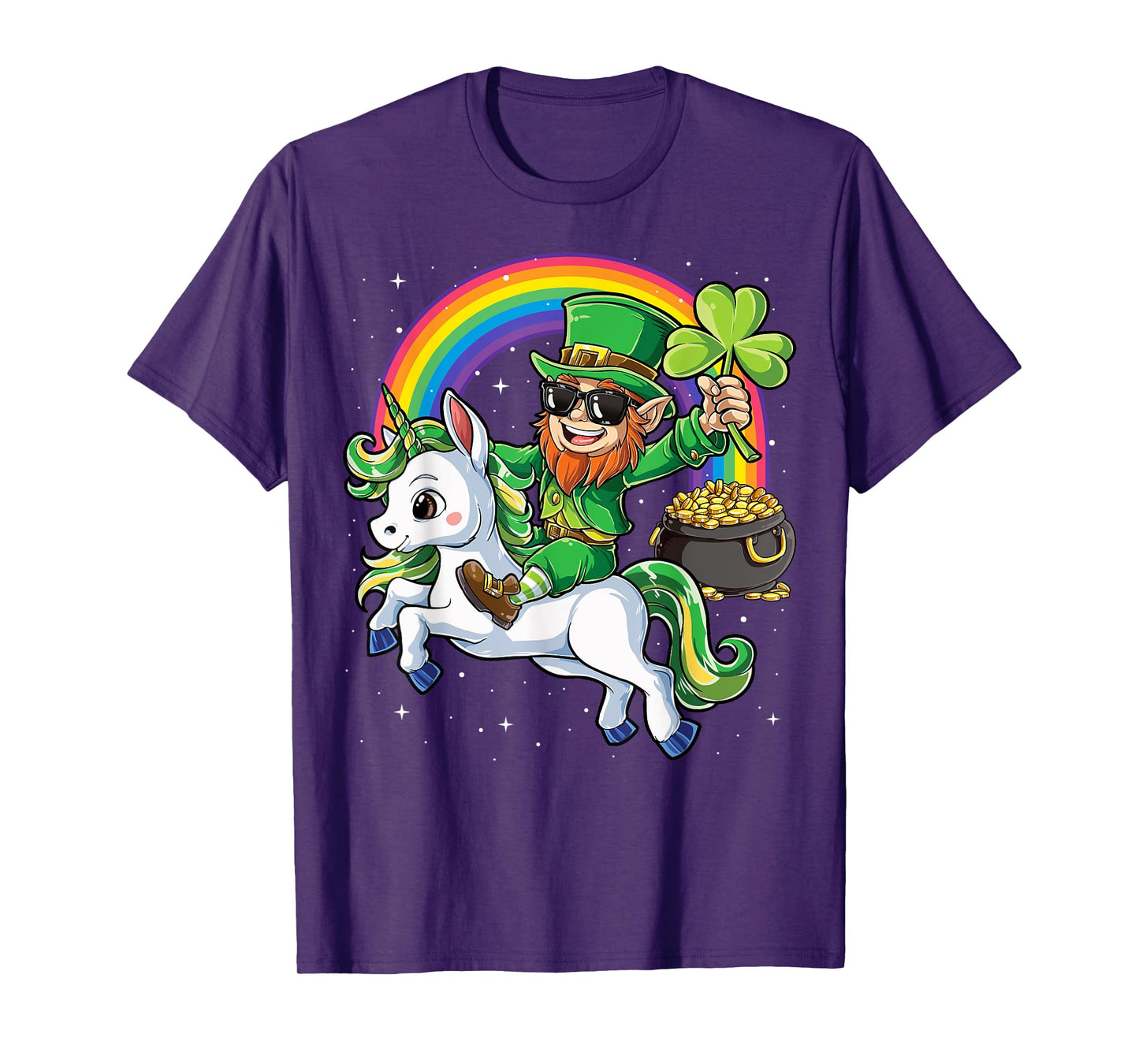 Unicorn St Patricks Day Girls Women Leprechaun Shamrock T-Shirt