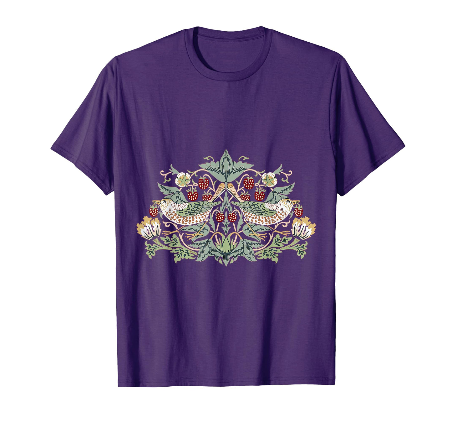 Pixelchicken William Morris Strawberry Thief Bird T-Shirt, Small