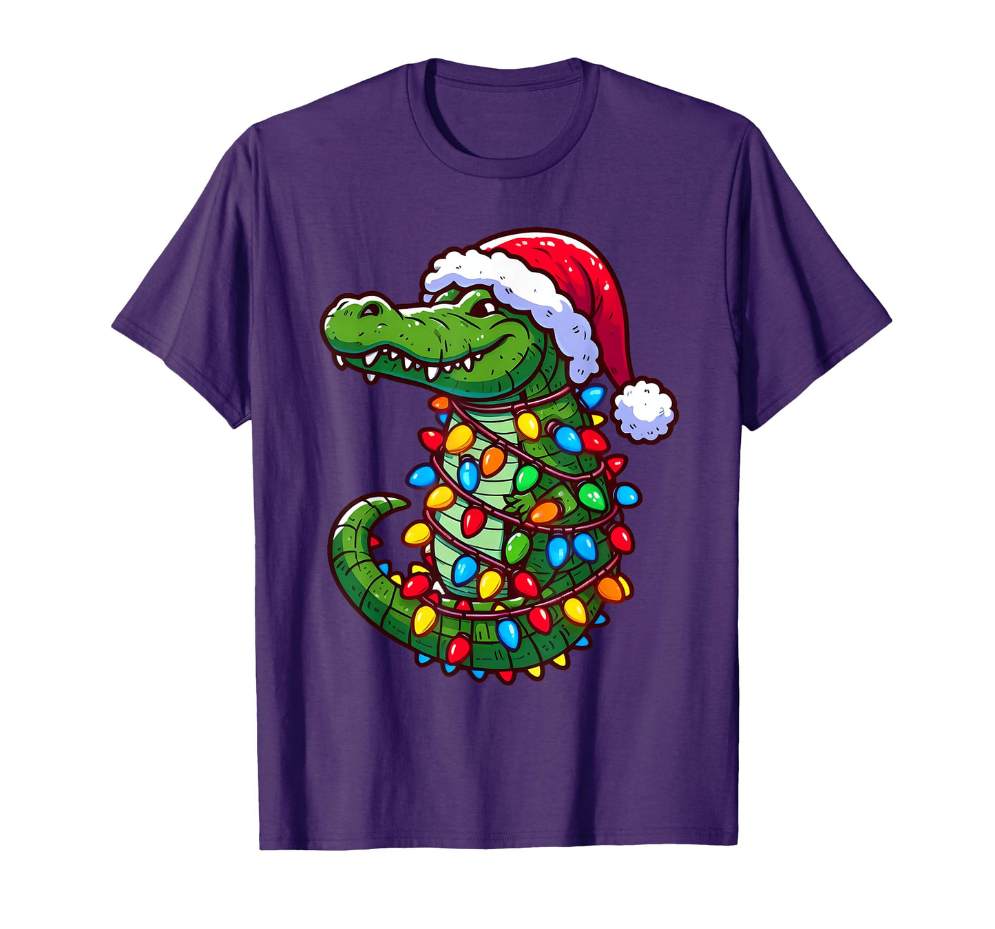 Funny Alligator Santa Hat Christmas Pajama Toddler Boys Kids T-Shirt