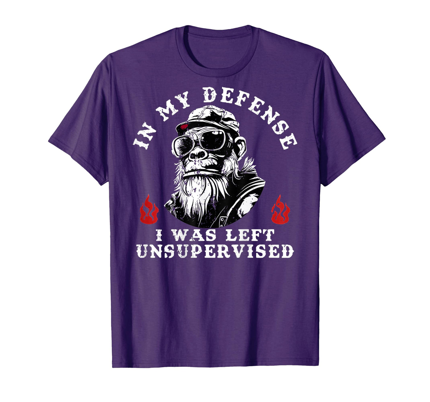 Funny Monkey In My Defense I Was Left Unsupervised (On Back) T-Shirt