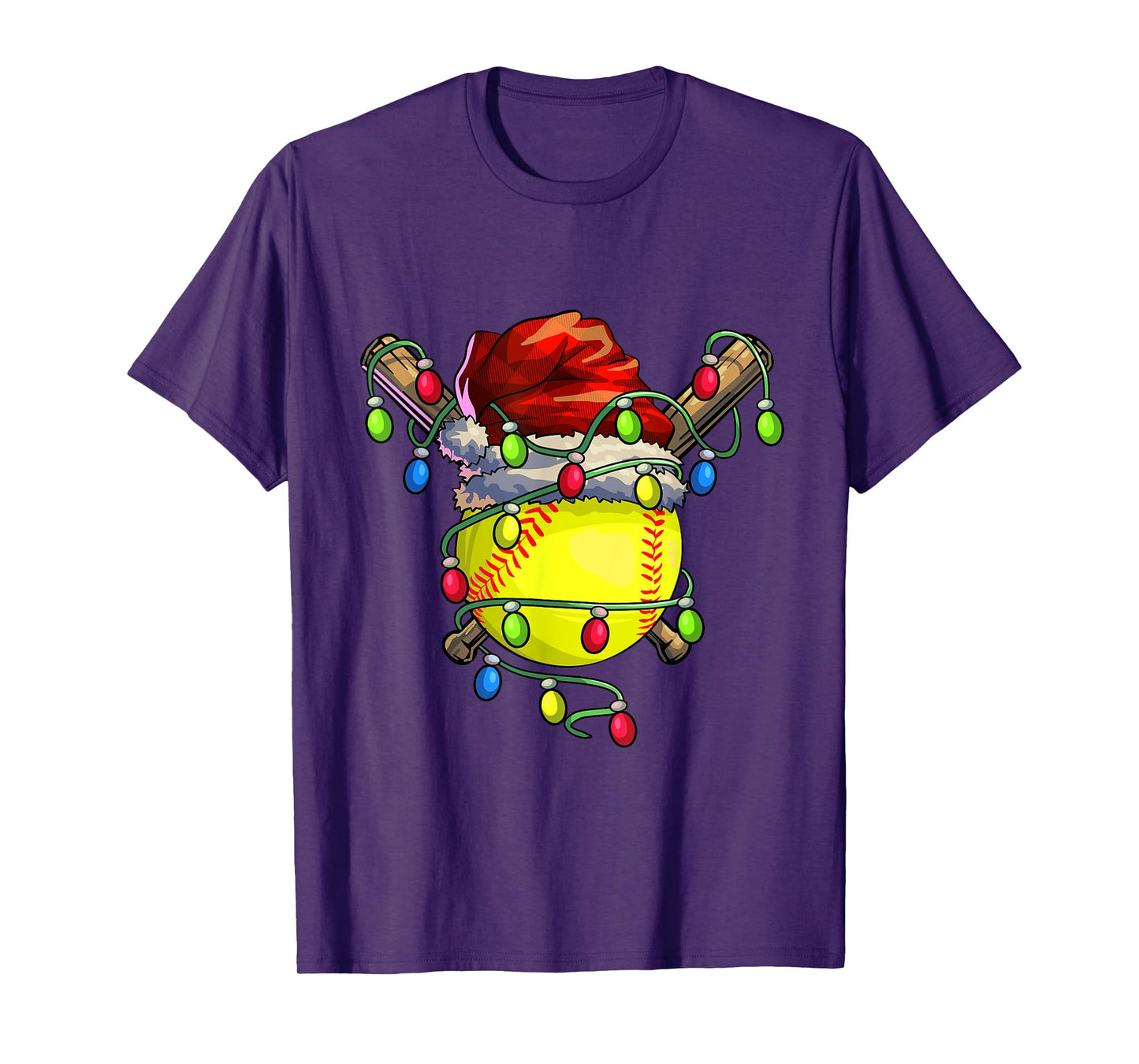 Christmas Softball Xmas Christmas Lights Softball Player T-Shirt