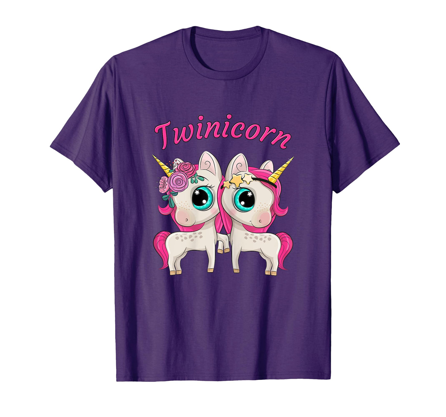 Twin Girls Twinicorn Women & Kids Sisters Cartoon Unicorns T-Shirt