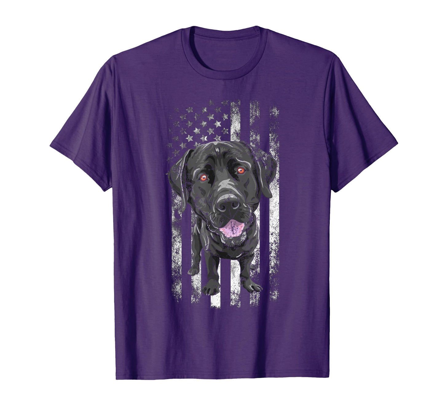 Black Labrador American Flag Patriotic Dog Dad Mom Black Lab T-Shirt for Women Kids Men