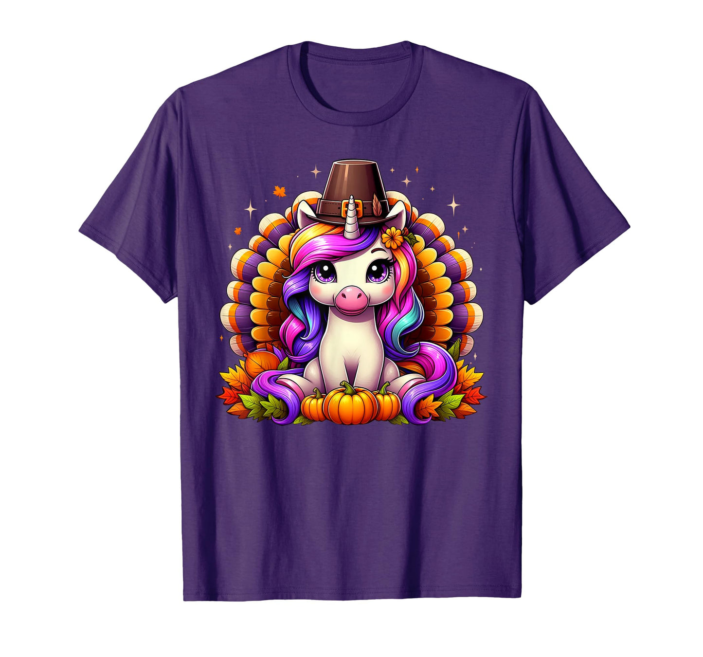Happy Thanksgiving Toddler Turkey Cute Unicorn Girls Kids T-Shirt