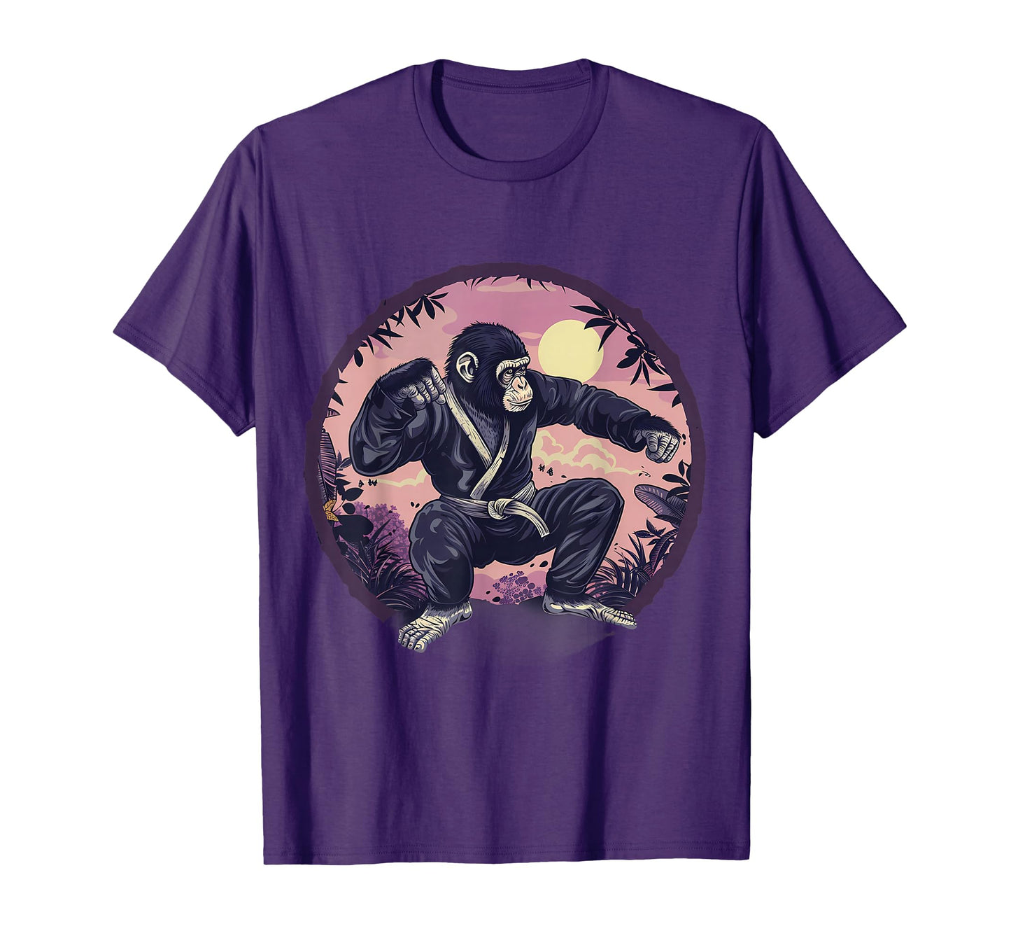 Karate Monkey Nature Moon MMA Kickboxing Monkey Lover T-Shirt