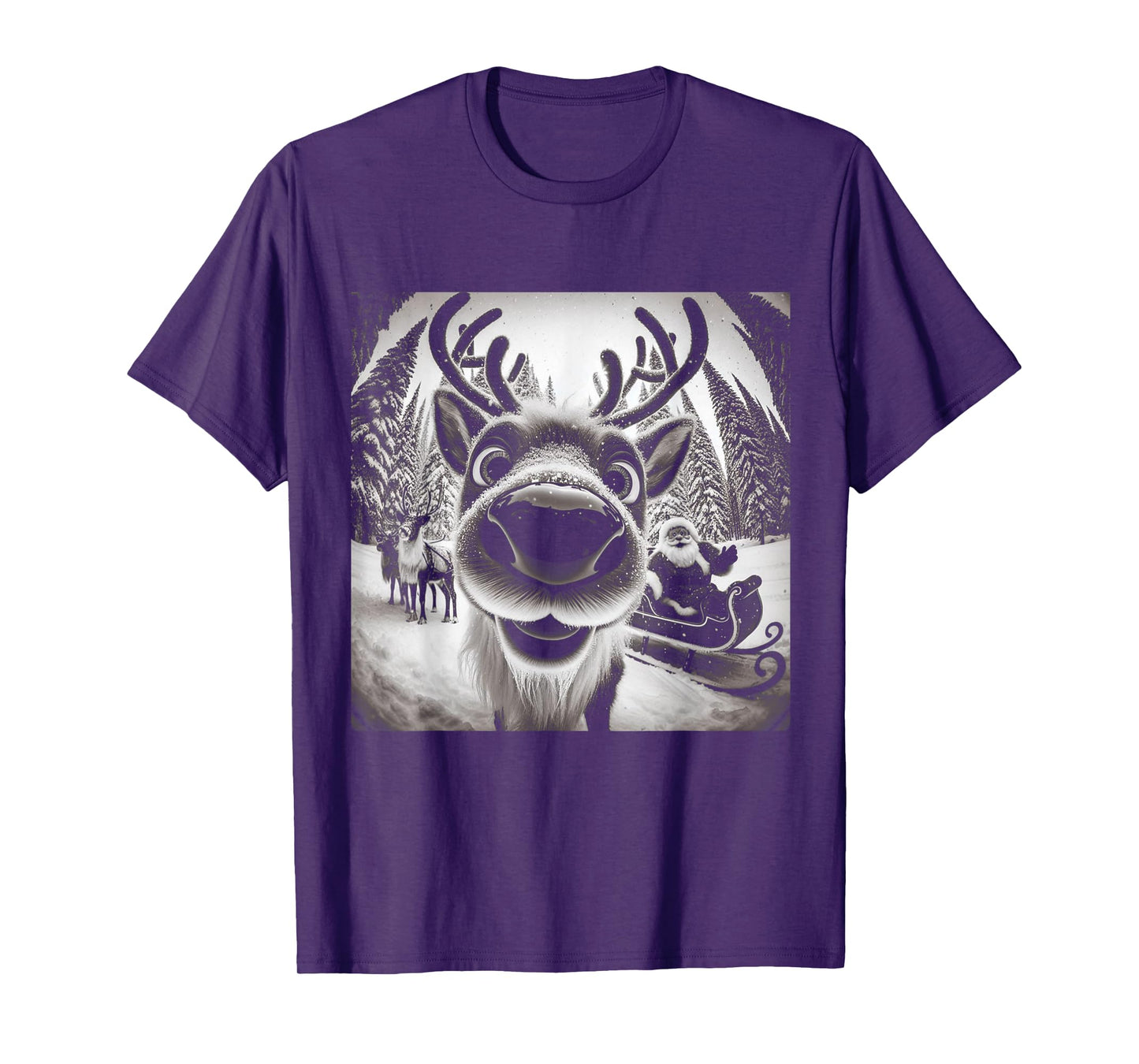 Funny Reindeer Selfie Christmas T-Shirt