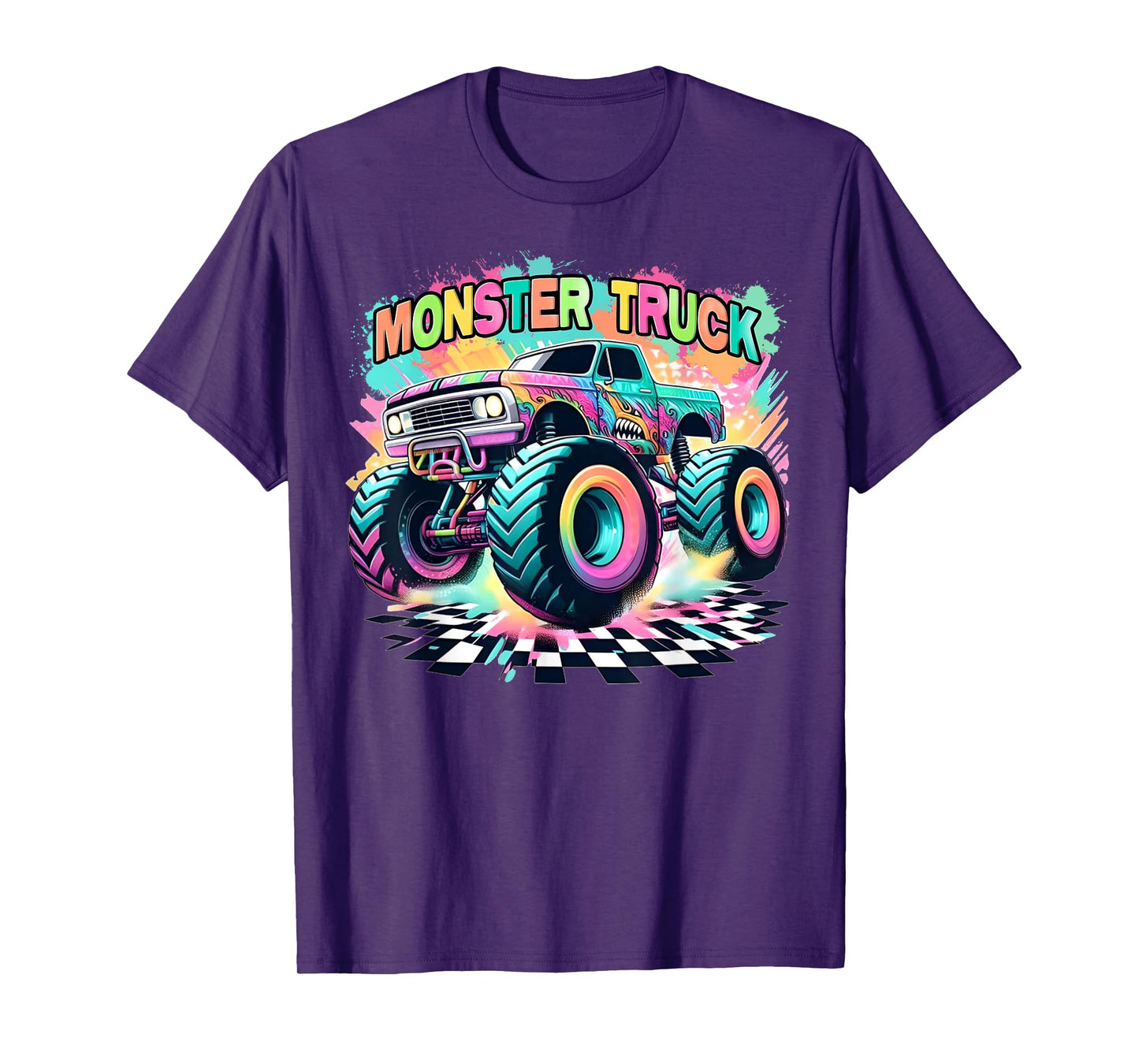 Monster Truck Colorful Birthday Party Retro Trucks Car Lover T-Shirt