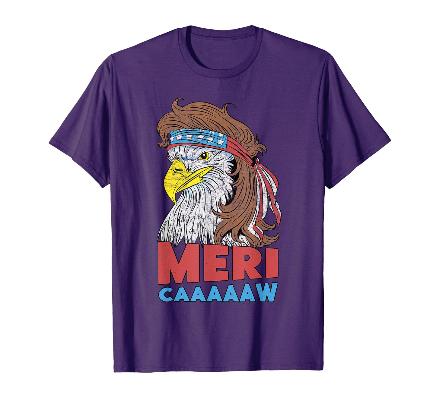 meri-caaaaaw - Eagle Mullet 4th Of July USA American Flag T-Shirt