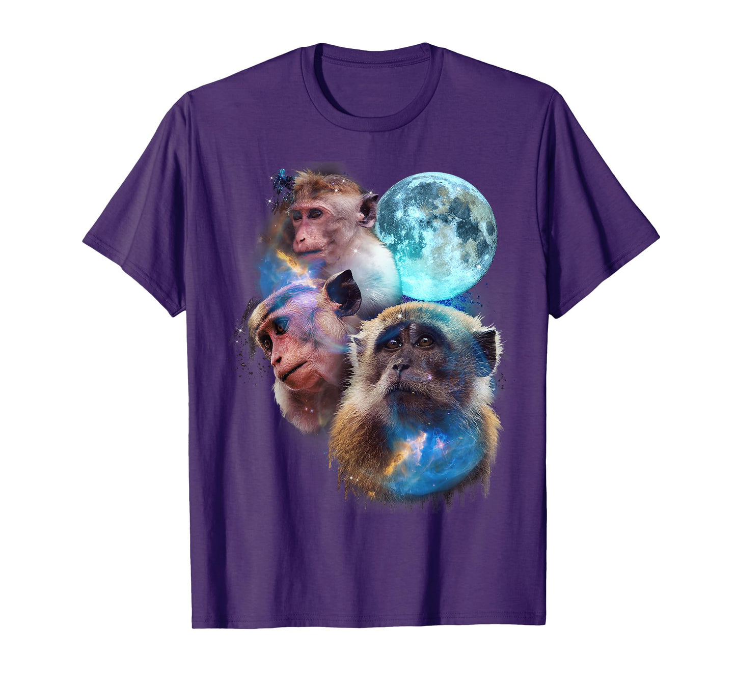 3 Moon Monkey Art Funny Ape Primate Animal Lovers Graphic T-Shirt