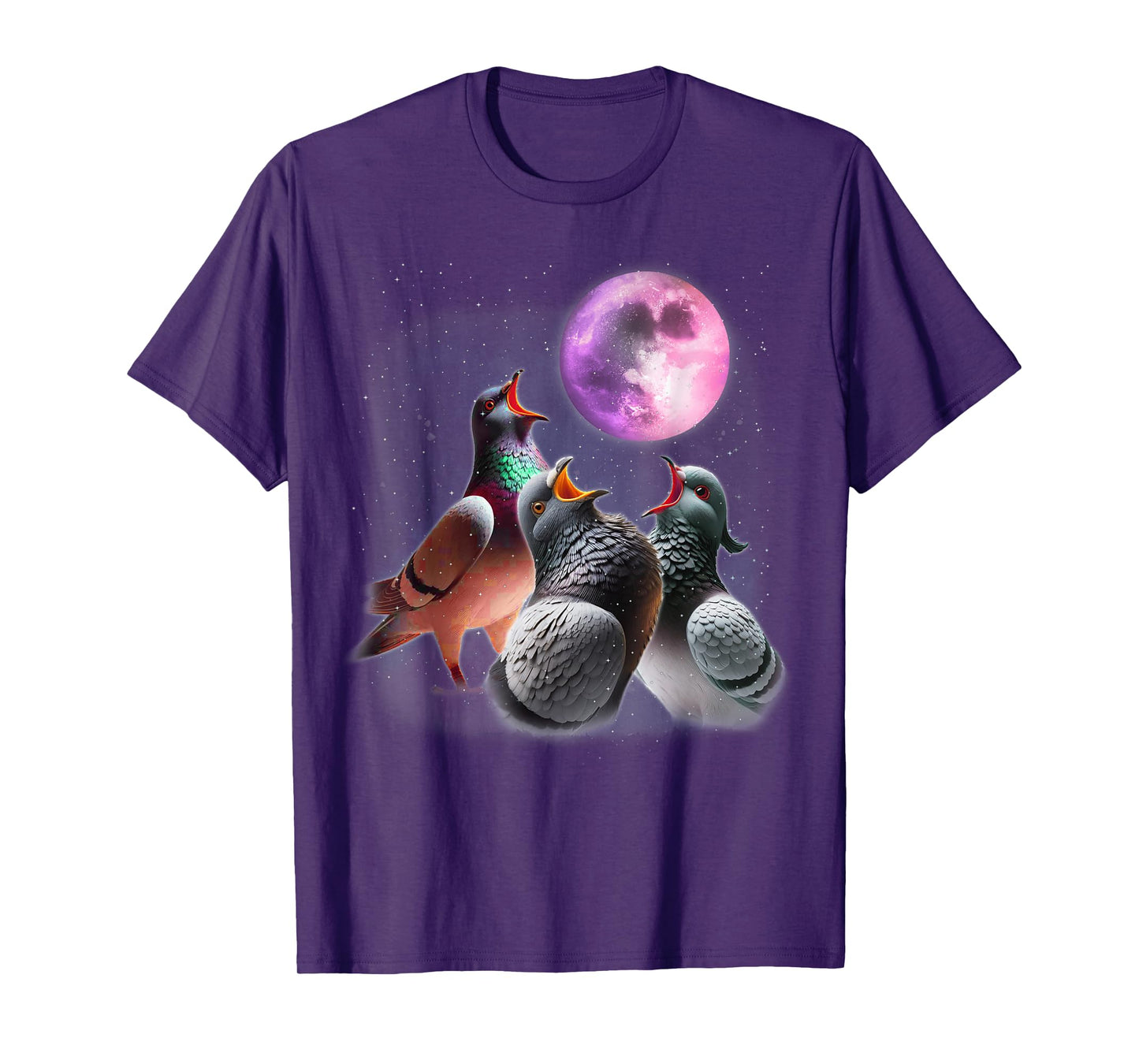 3 Pigeons Howling At The Moon Funny Pigeon Bird Lover Birder T-Shirt