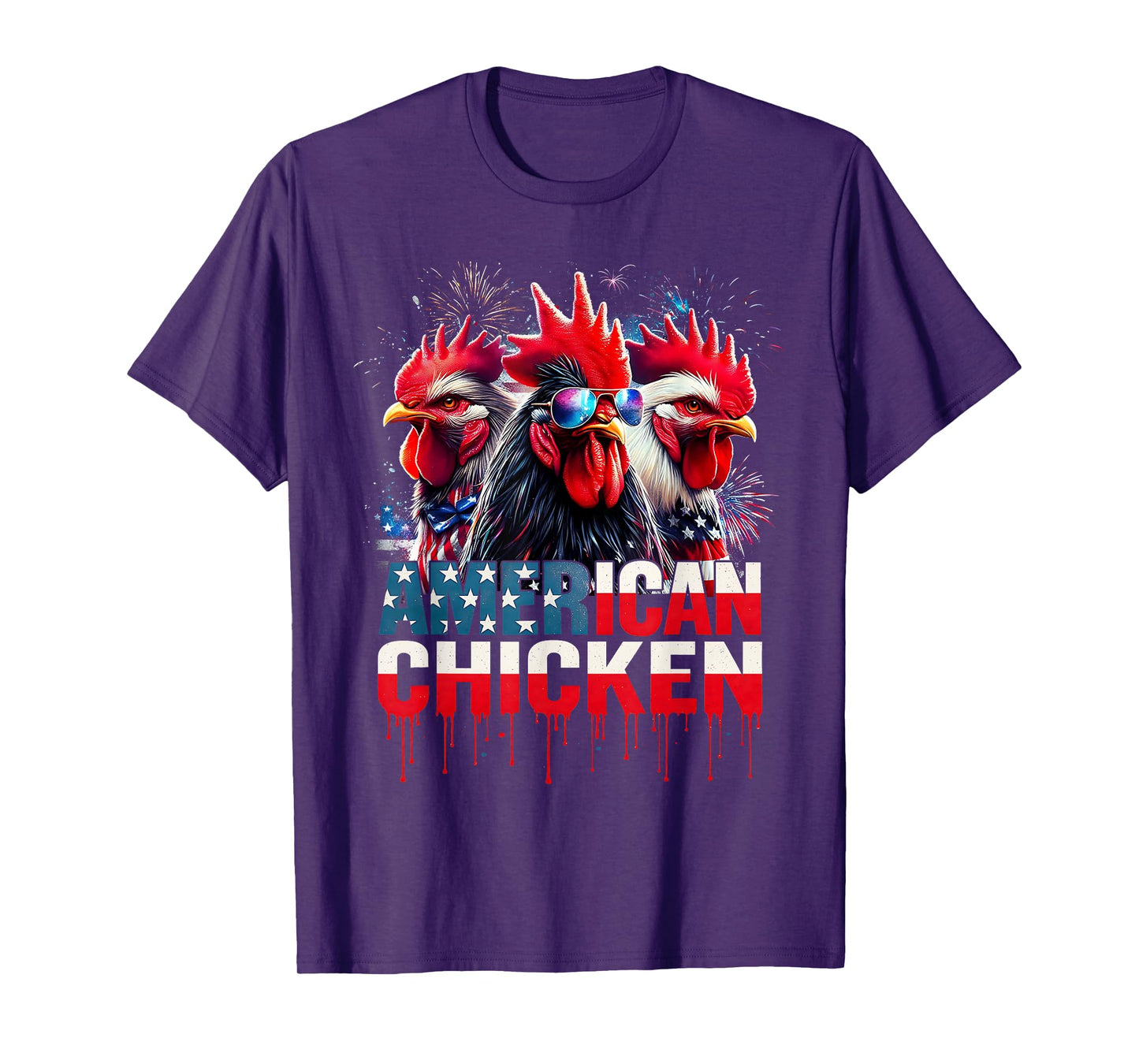 USA Chicken 4th of July Retro America Funny Patriotic T-Shirt