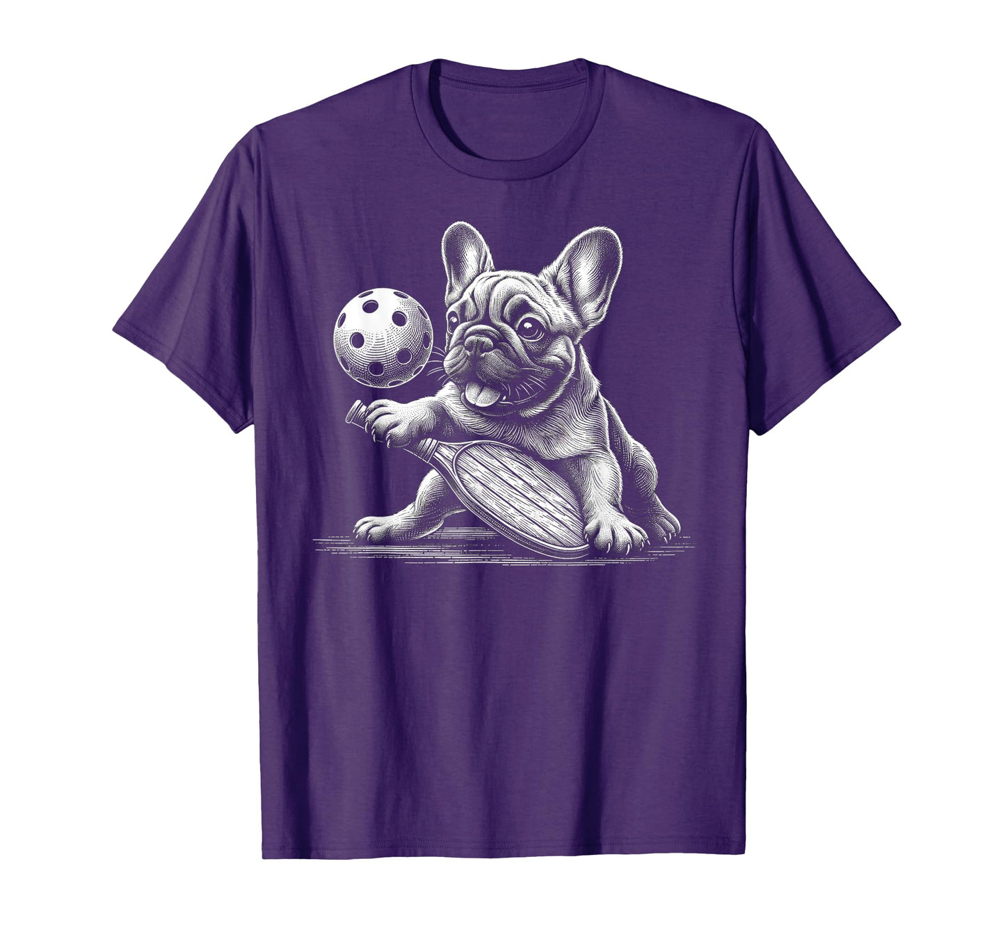 Pickleball French Bulldog Sketch Paddle Sport T-Shirt