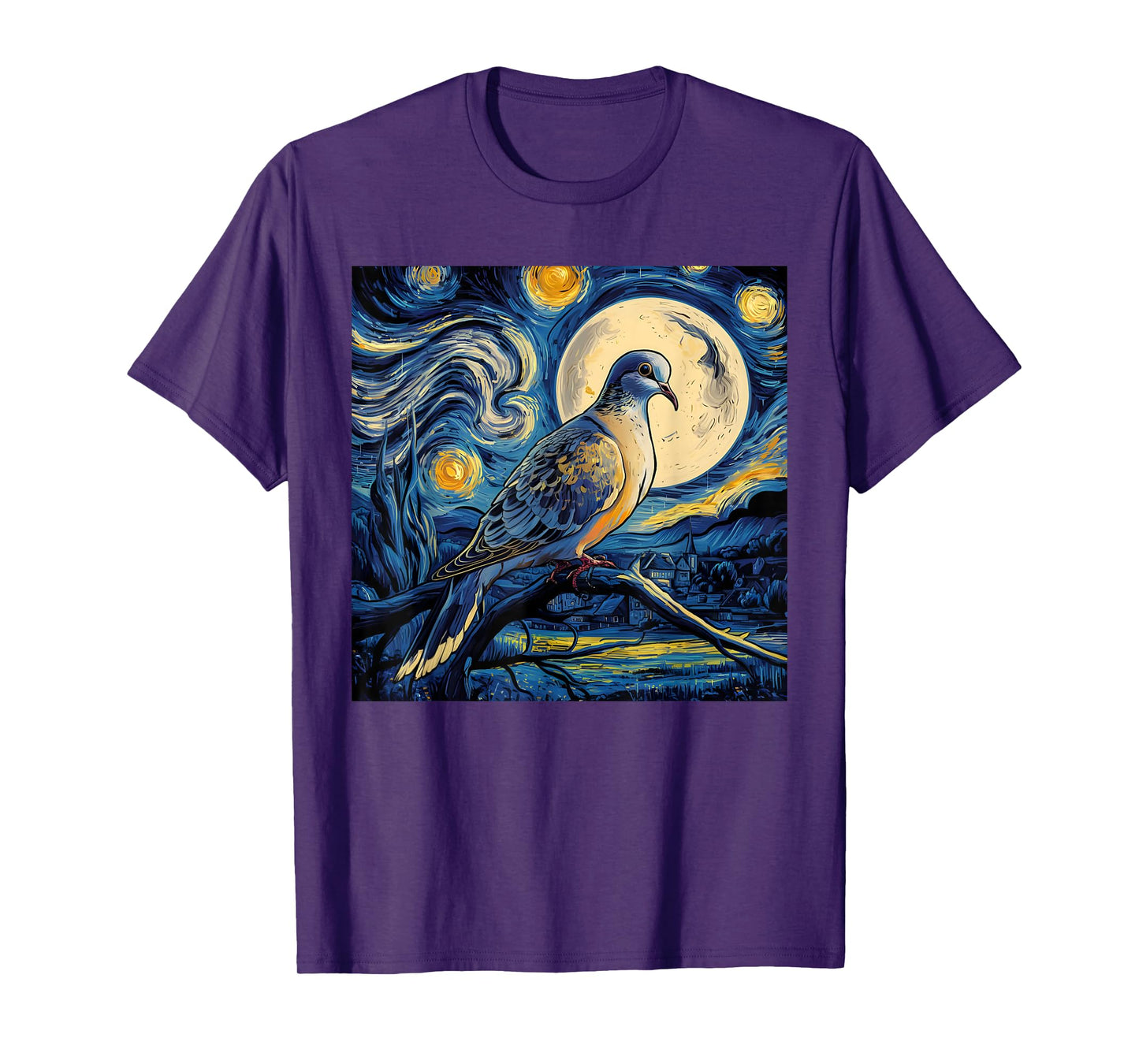 Mourning Dove Bird Lover Starry Night Van Gogh Bird Watchers T-Shirt