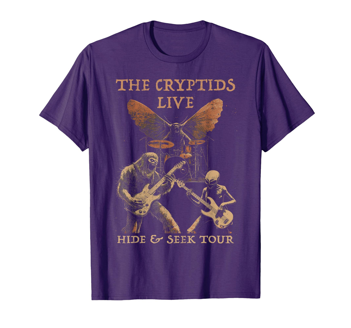 The Cryptids Live Bigfoot Alien Mothman UFO Heavy Metal Rock T-Shirt