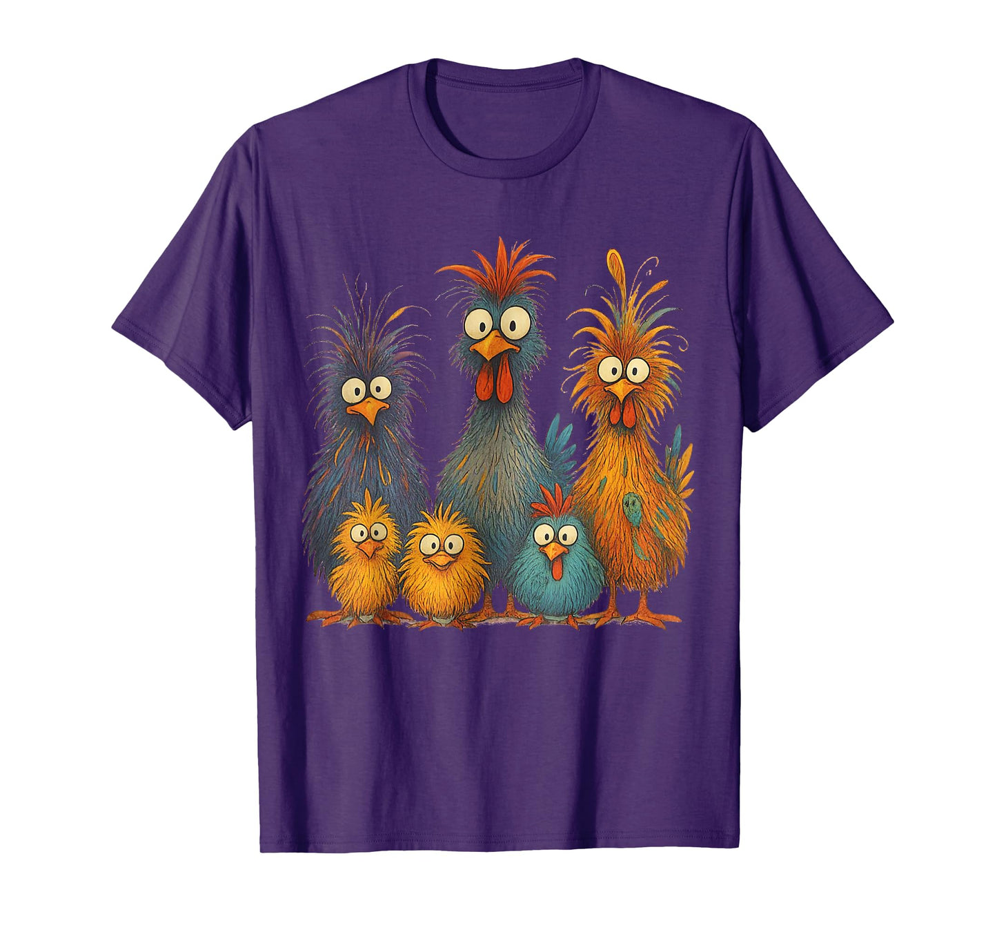 Crazy Chicken Family Eagerlys Colorful Funny Chicken T-Shirt