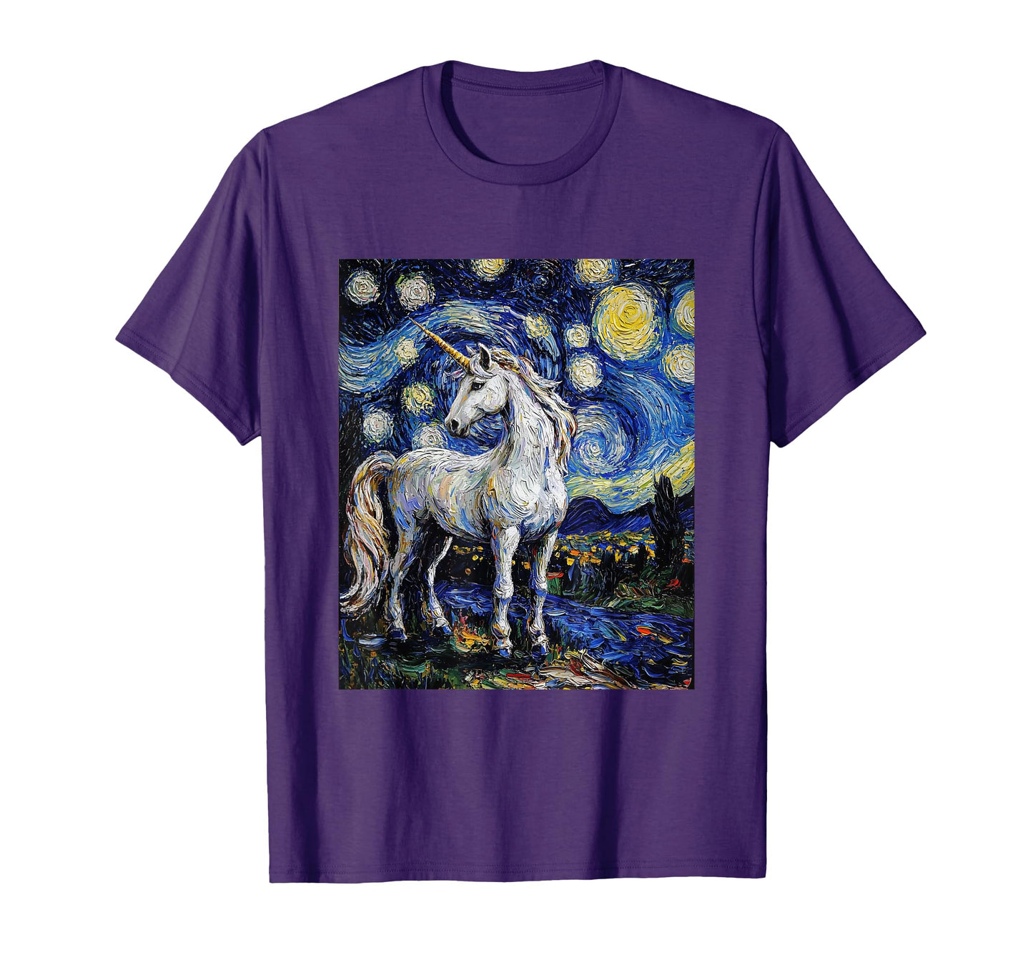 Cute Unicorn - Van Gogh Style - Starry Night T-Shirt