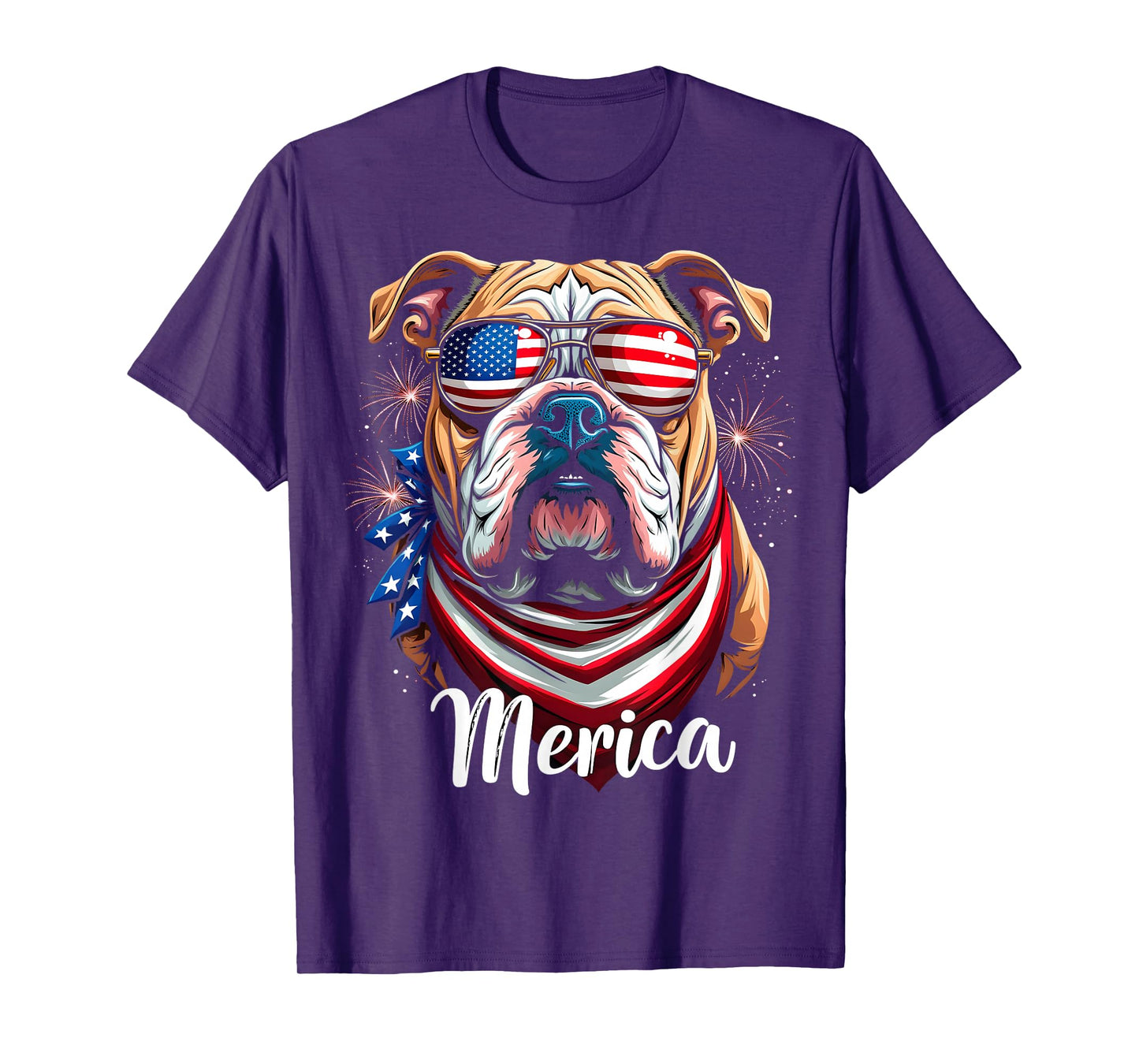 Patriotic Bulldog ‘Merica 4th of July Dog T-Shirt