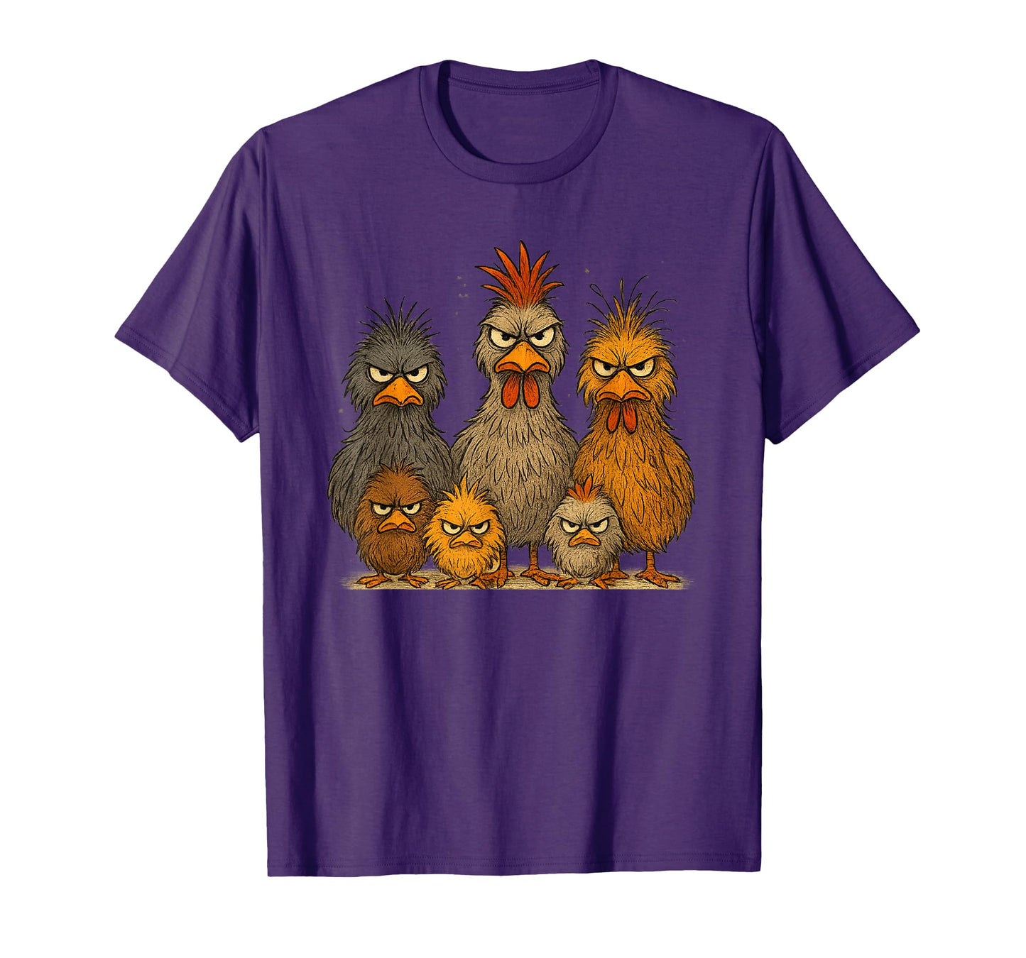 Angry Eagerlys Colorful Chicken Art, Crazy Chicken Family T-Shirt