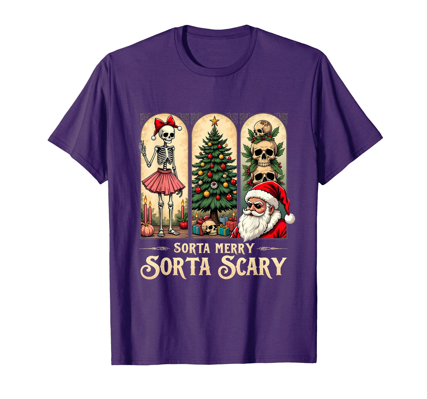 Christmas Vibes Xmas Skeleton Sorta Merry Sorta Scary Gothic T-Shirt